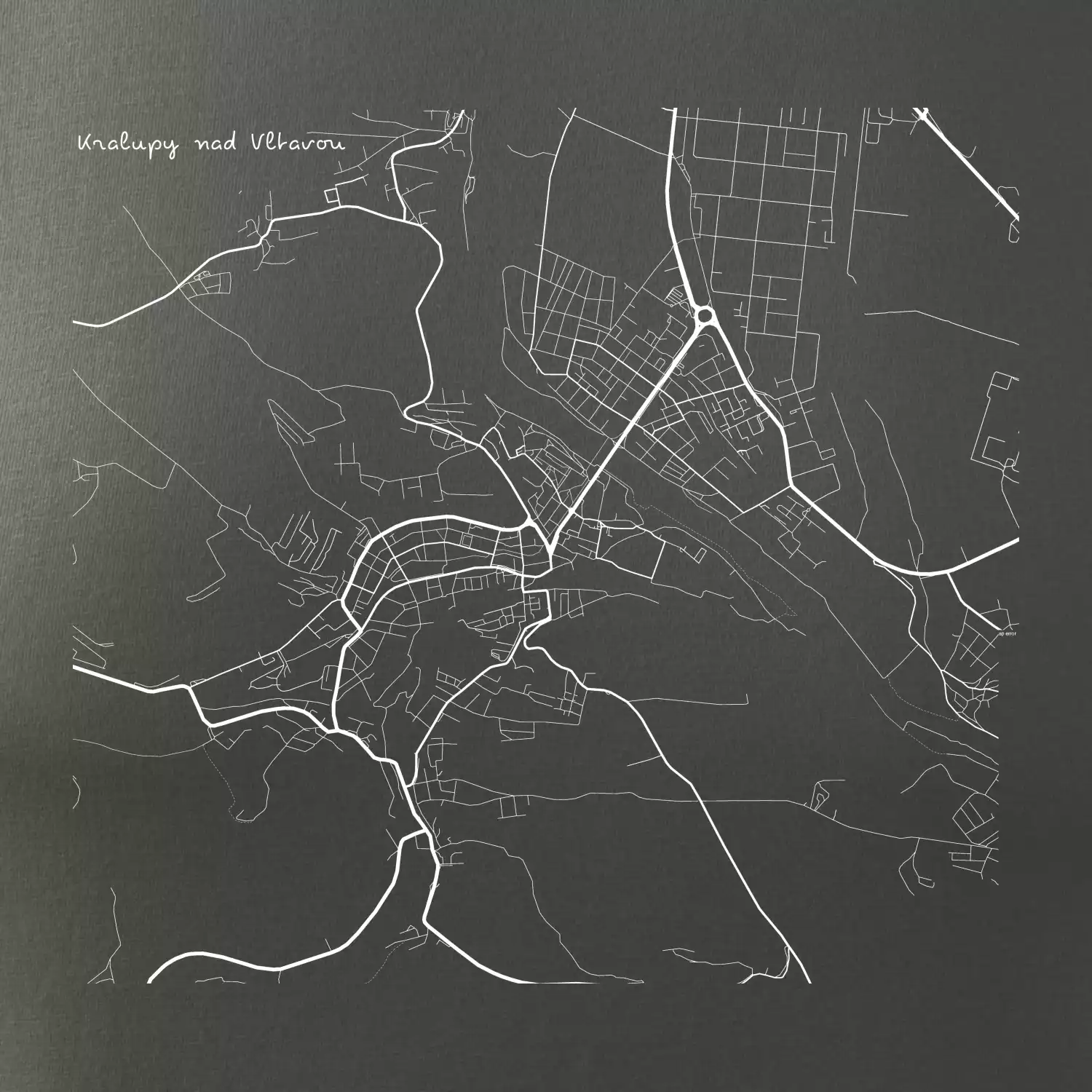 Černobílá mapa Kralupy nad Vltavou