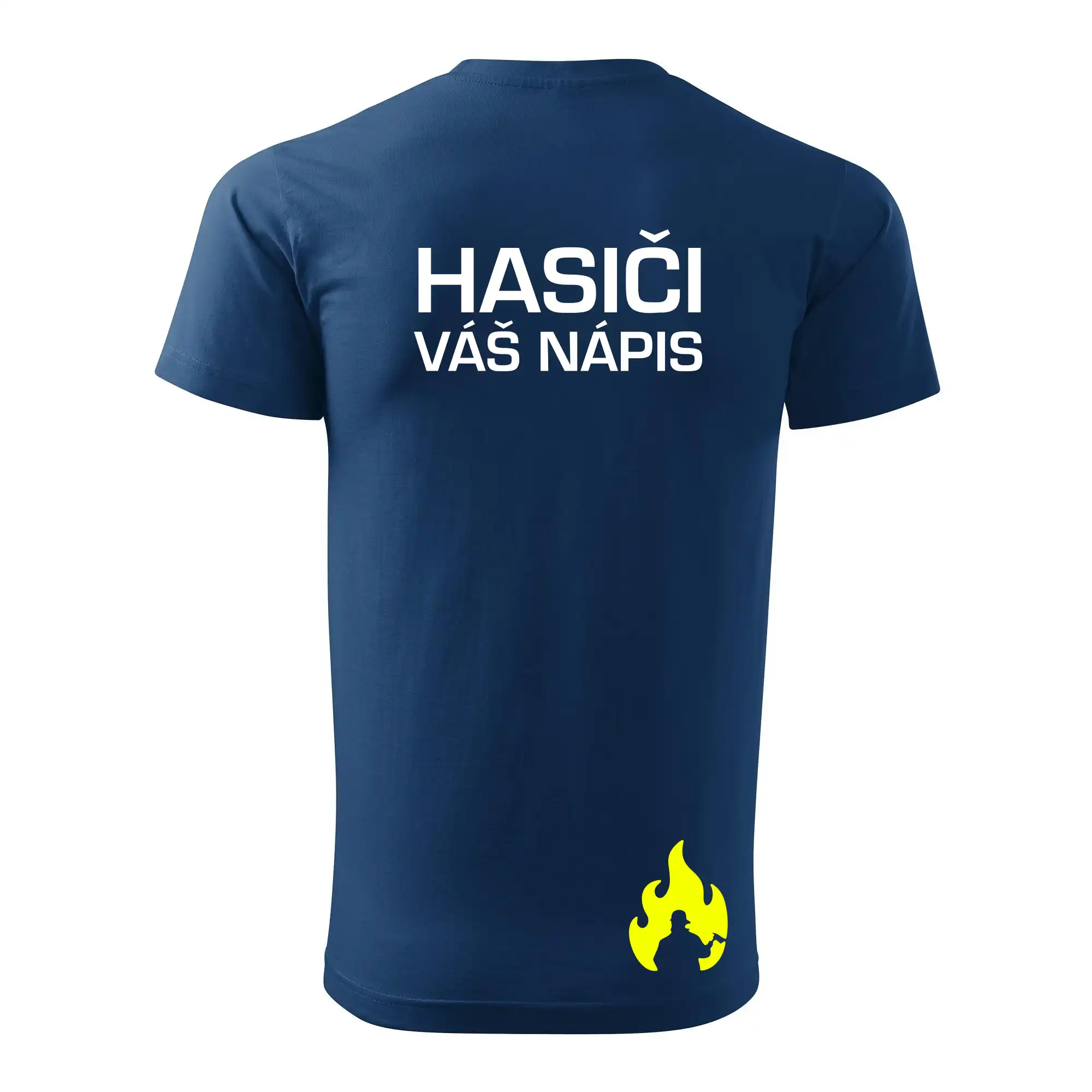 Hasič stojící - nápis hasiči - Velký nápis  na zádech