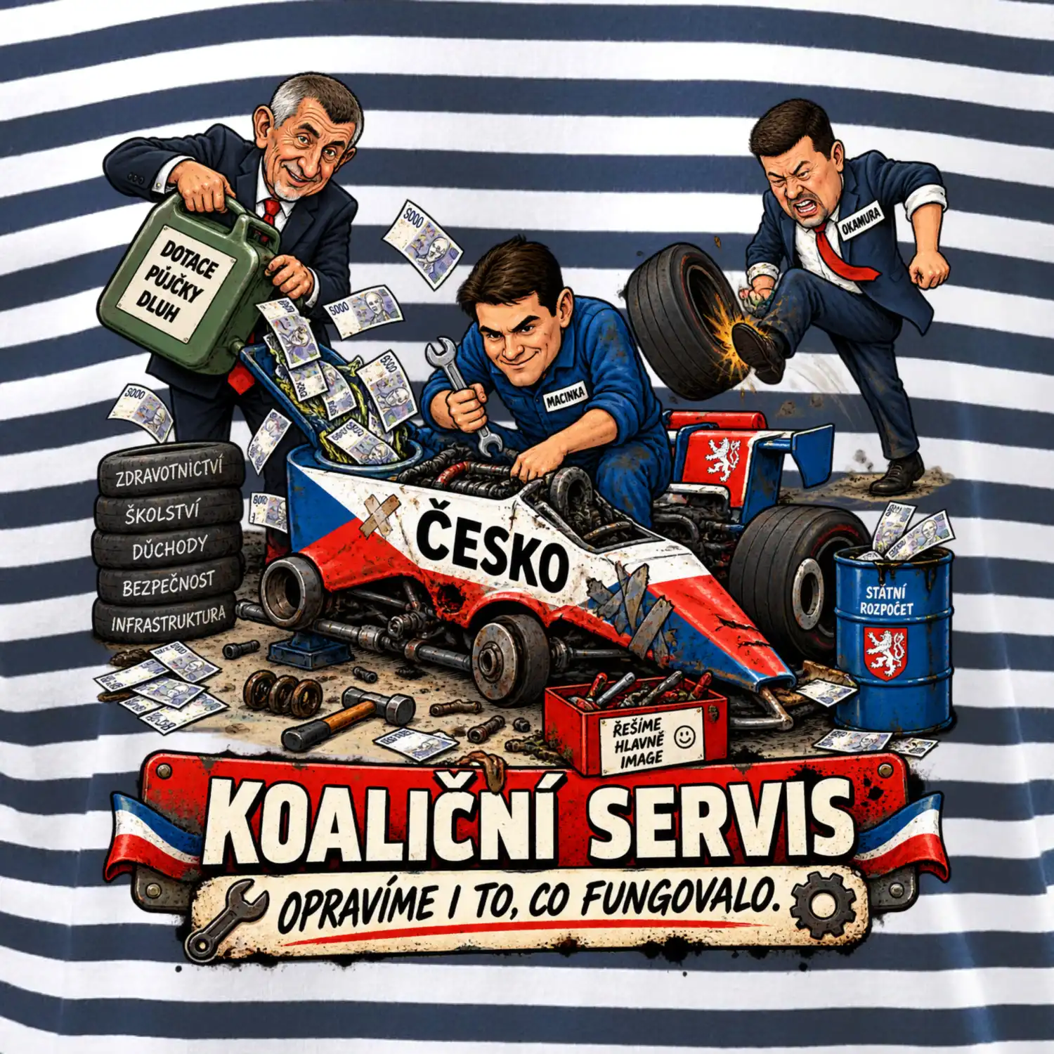 Macinka opravuje závodní auto ČESKO