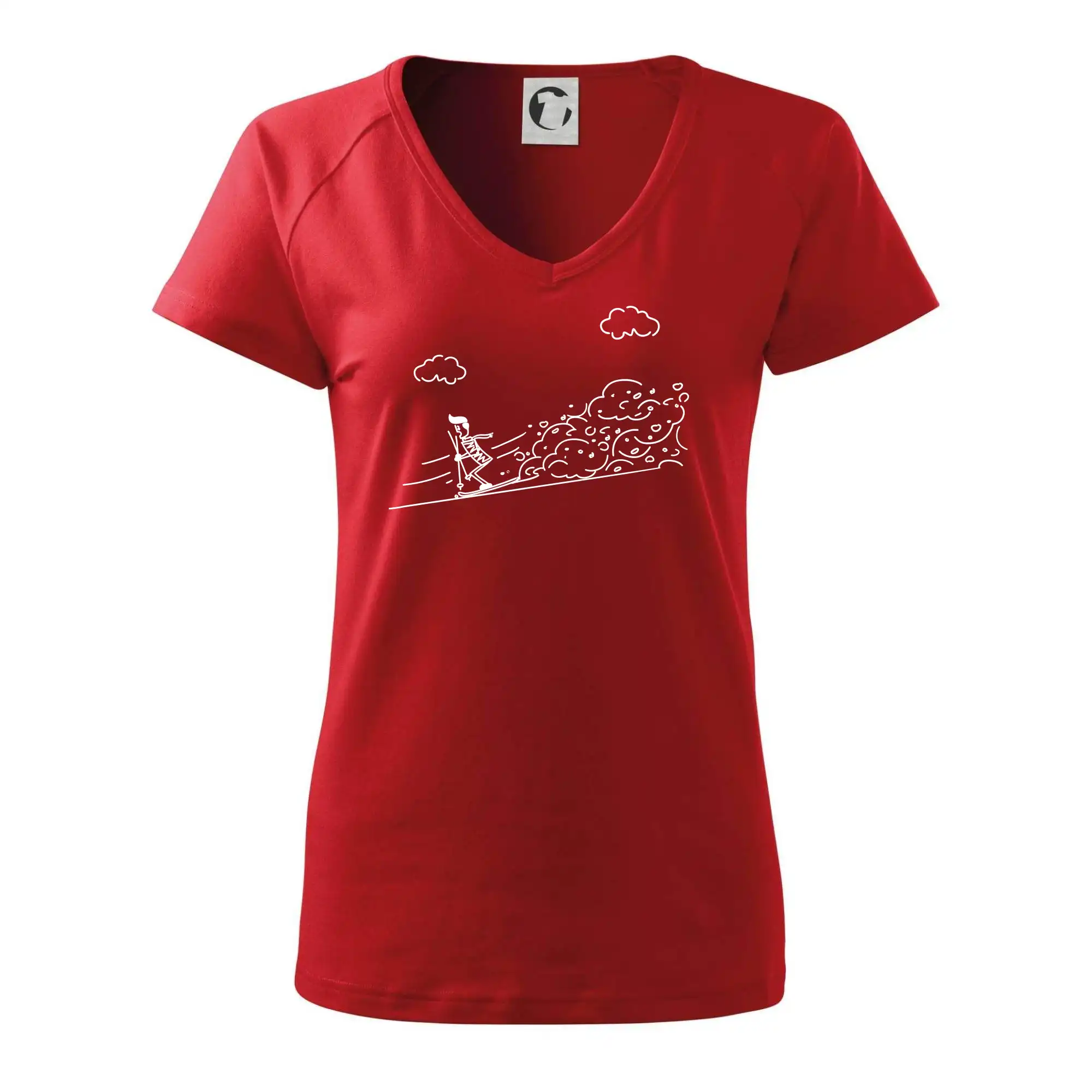 Kreslený lyžař na horách