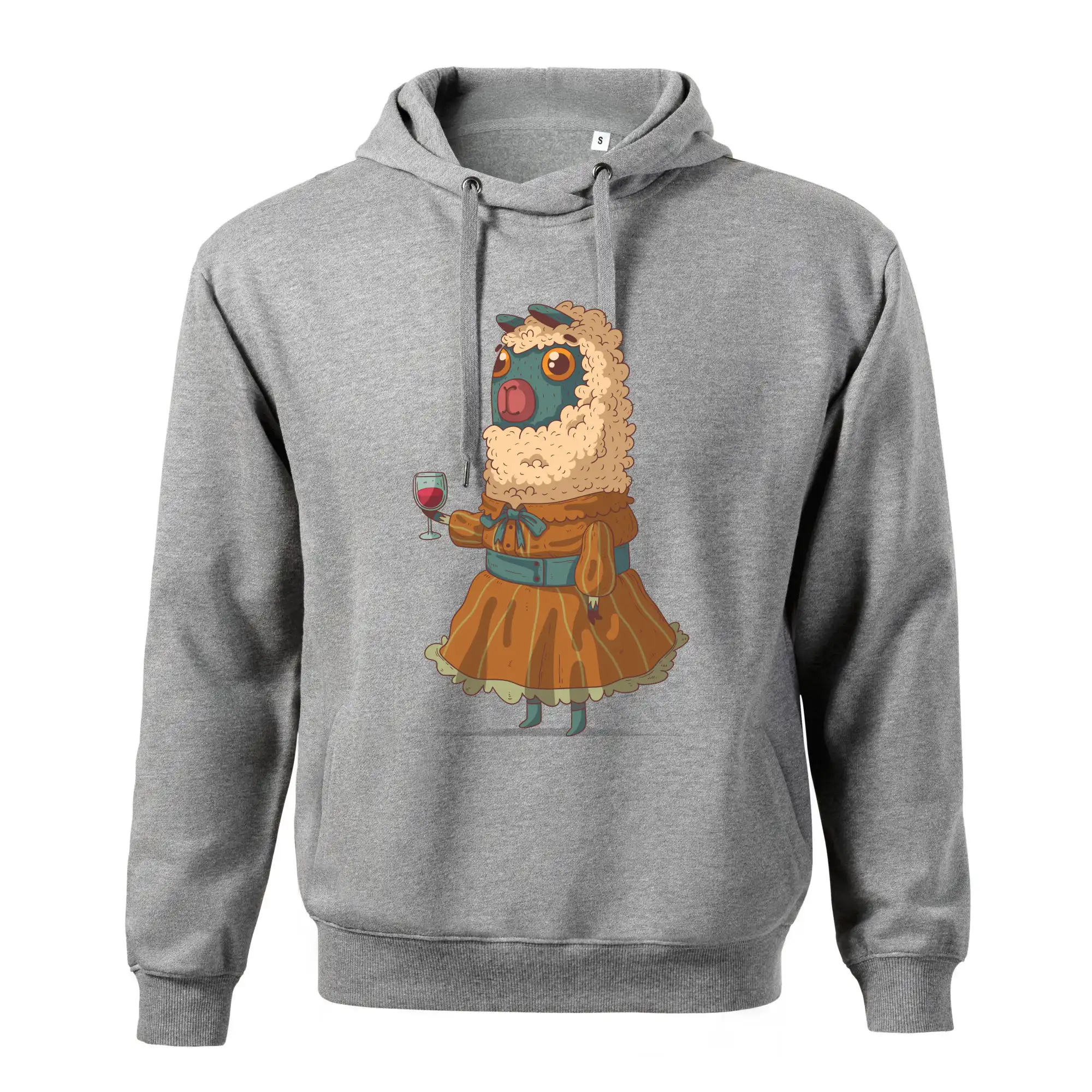 Alpaka s vínem žena