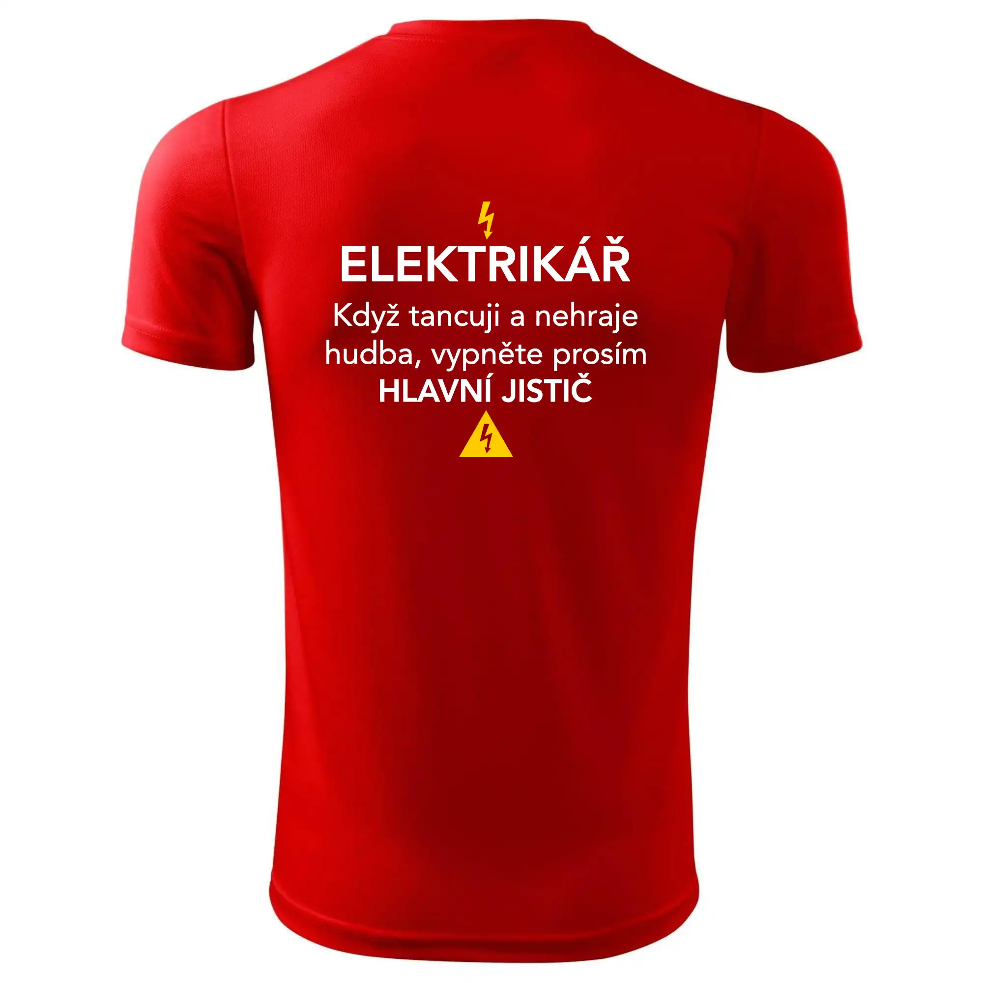 Elektrikář - hlavní jistič - Nápis na zádech