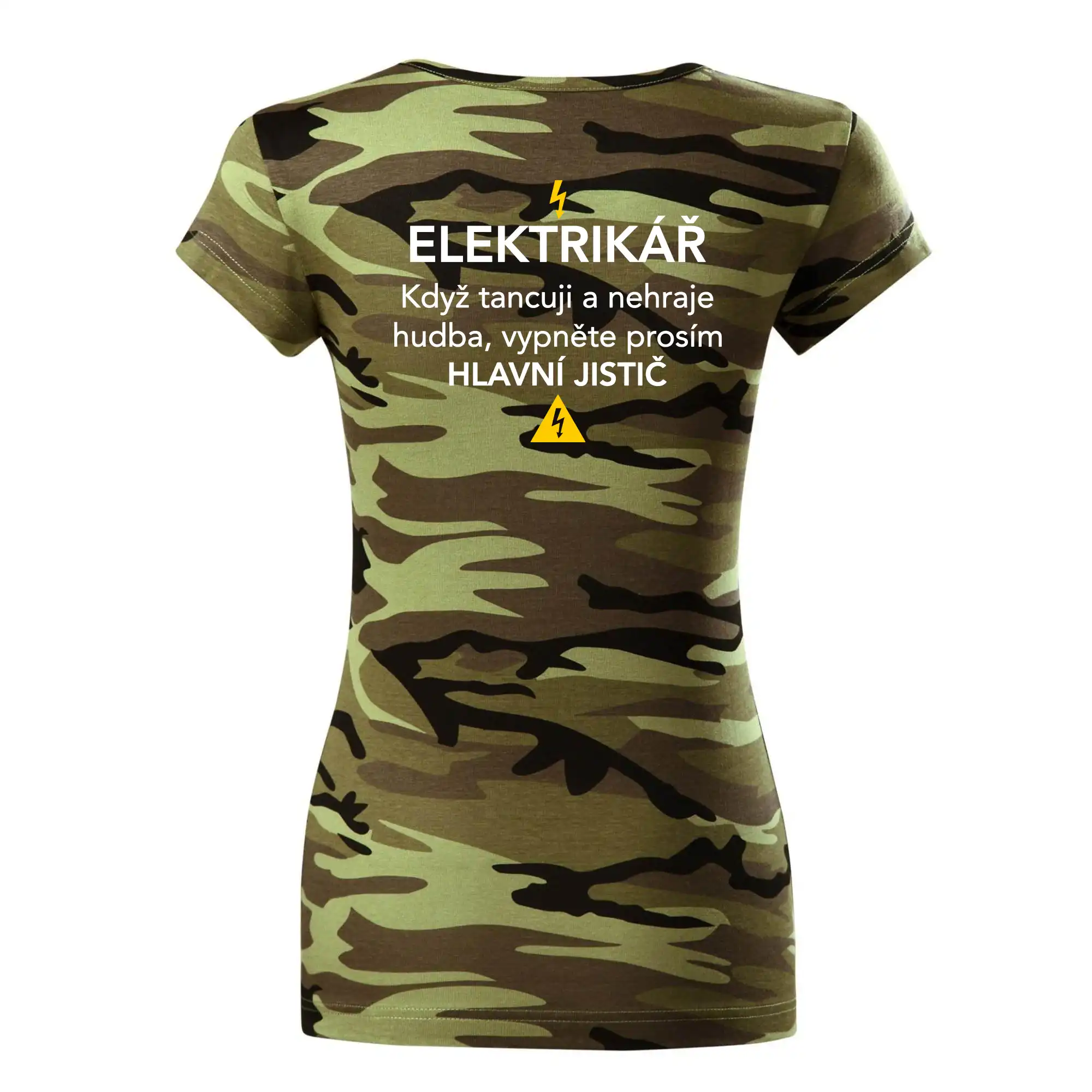 Elektrikář - hlavní jistič - Nápis na zádech