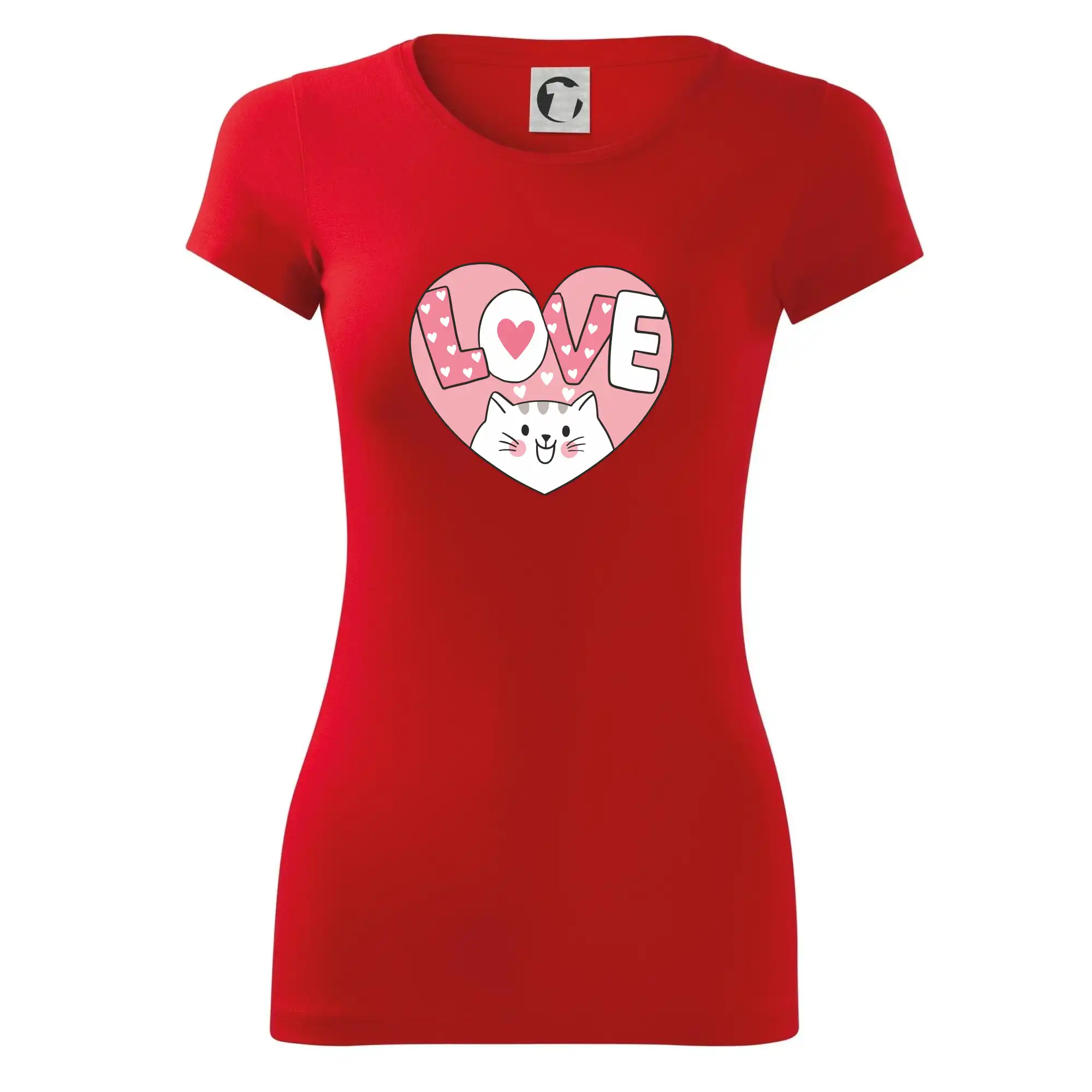 Kočka love - růžové srdce