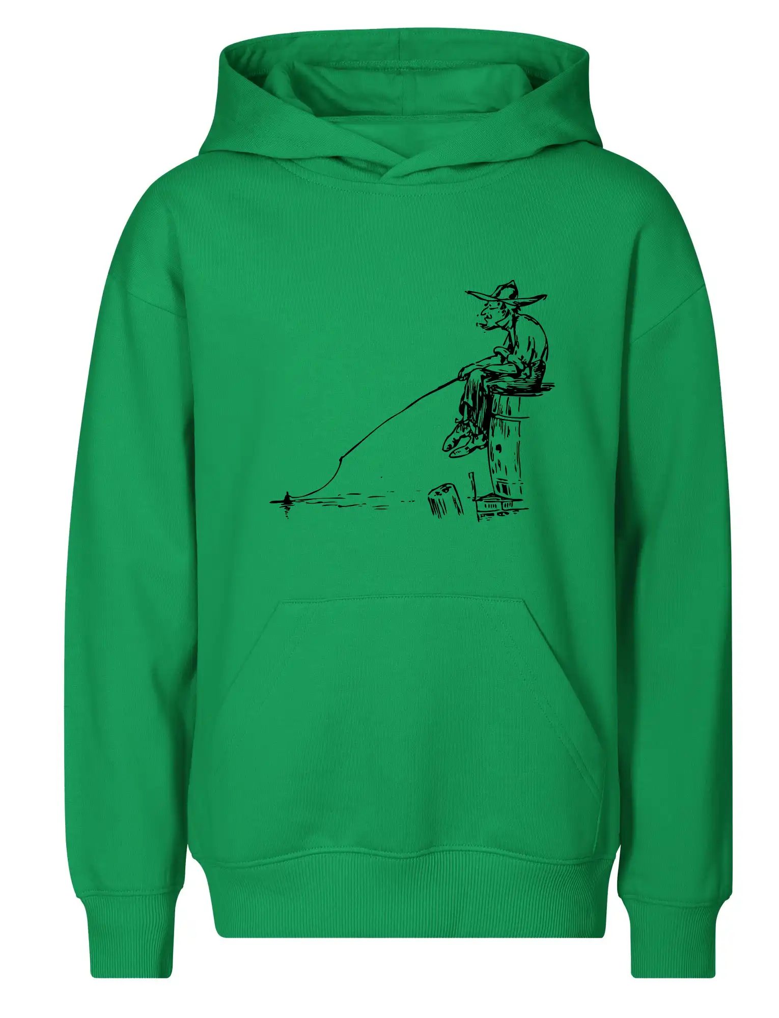 Kreslený rybář na pařezu