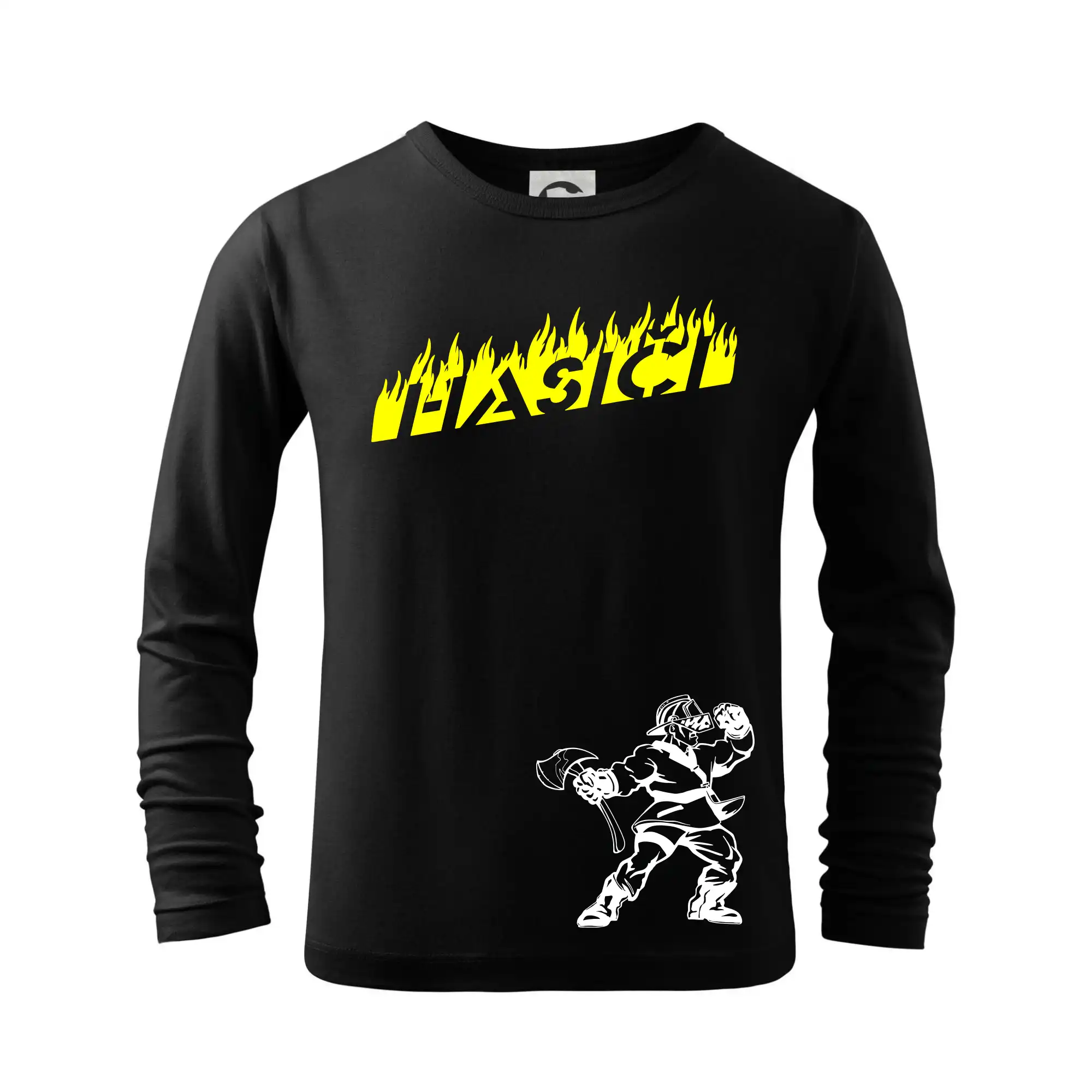 Hasič stojící - nápis hasiči - Velký nápis  na zádech