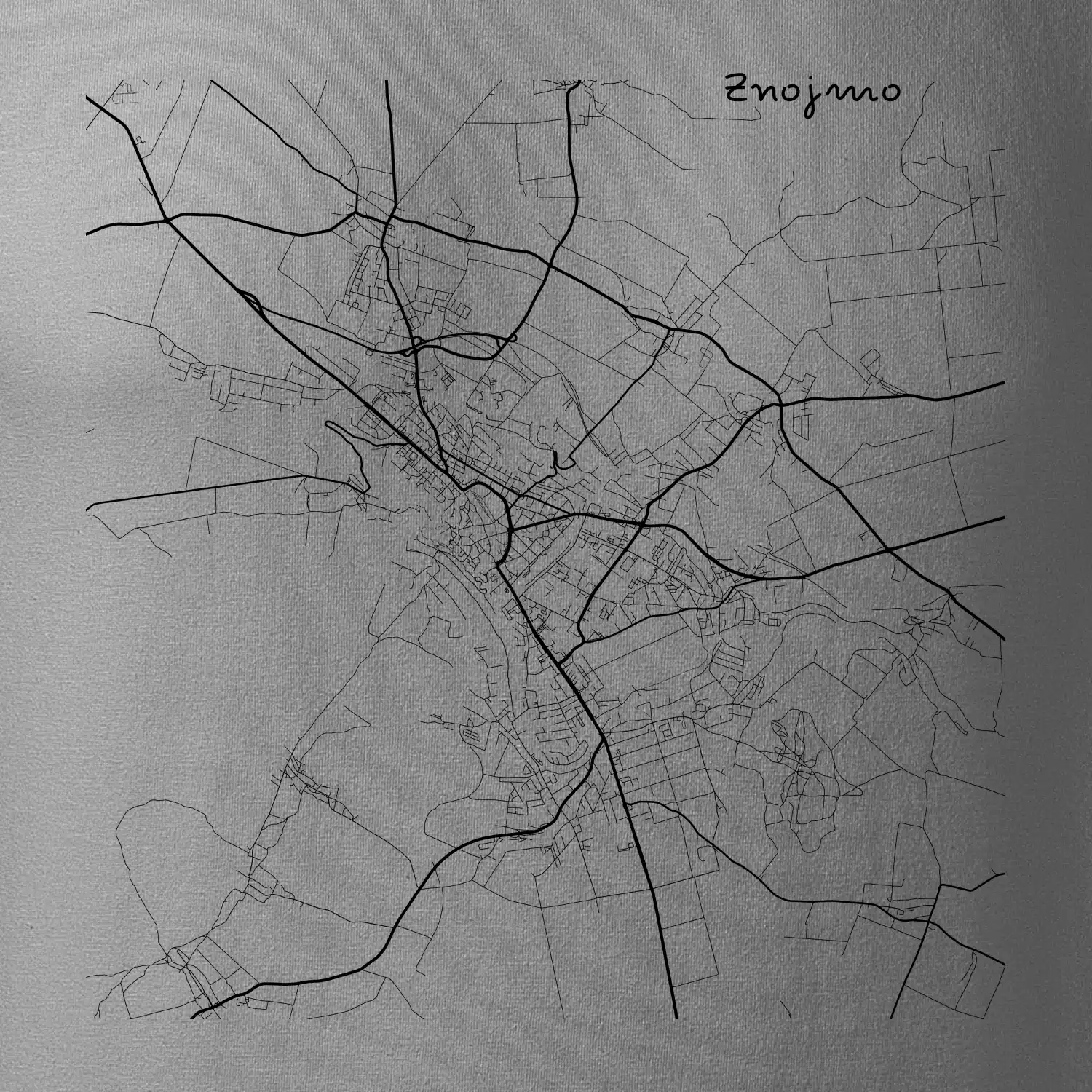 Černobílá mapa Znojmo
