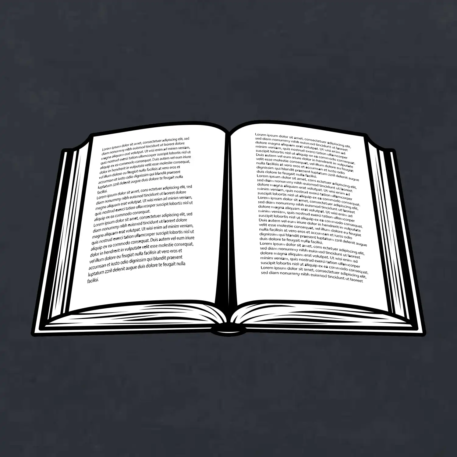 Kniha černobílá otevřená s textem