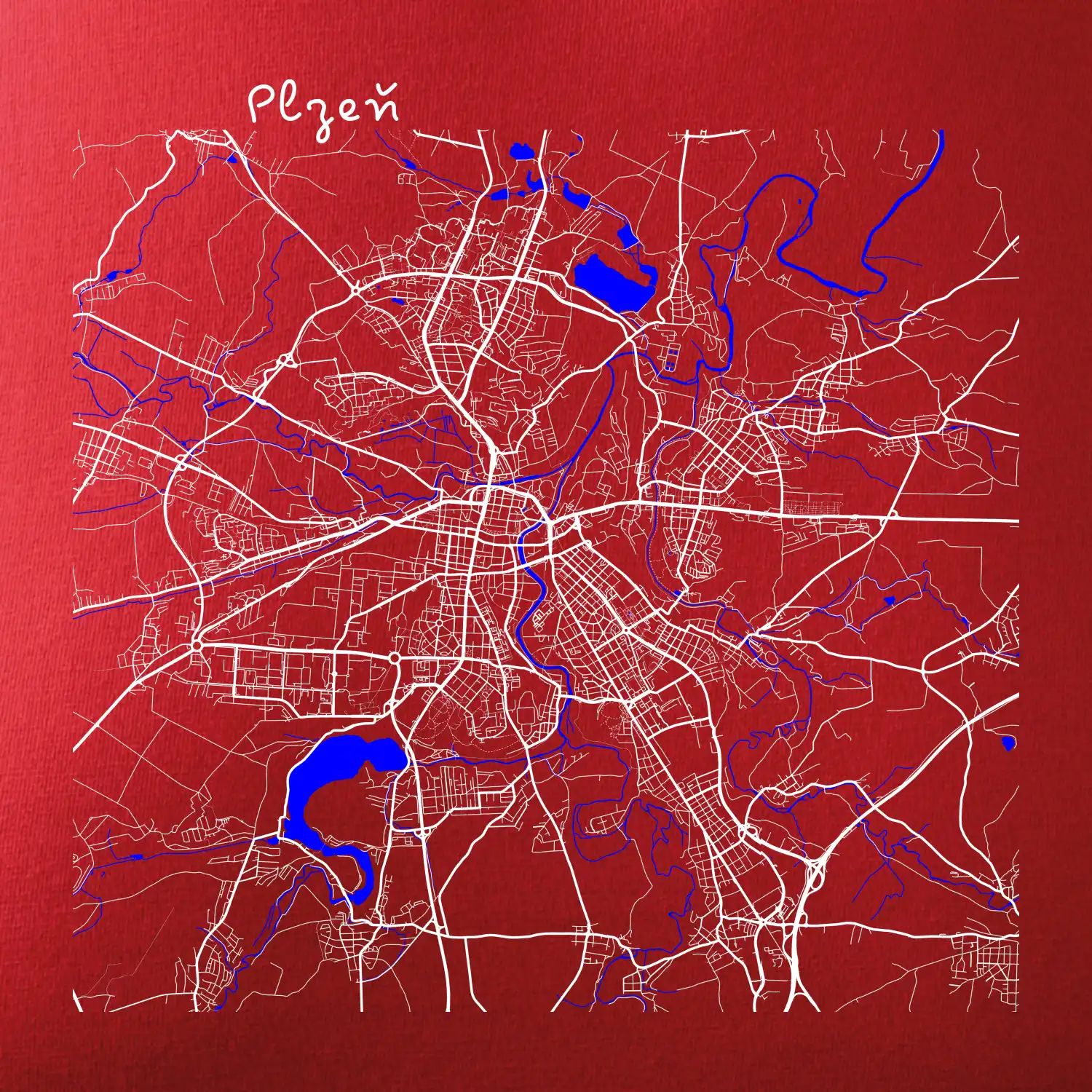 Plzeň mapa s vodními toky