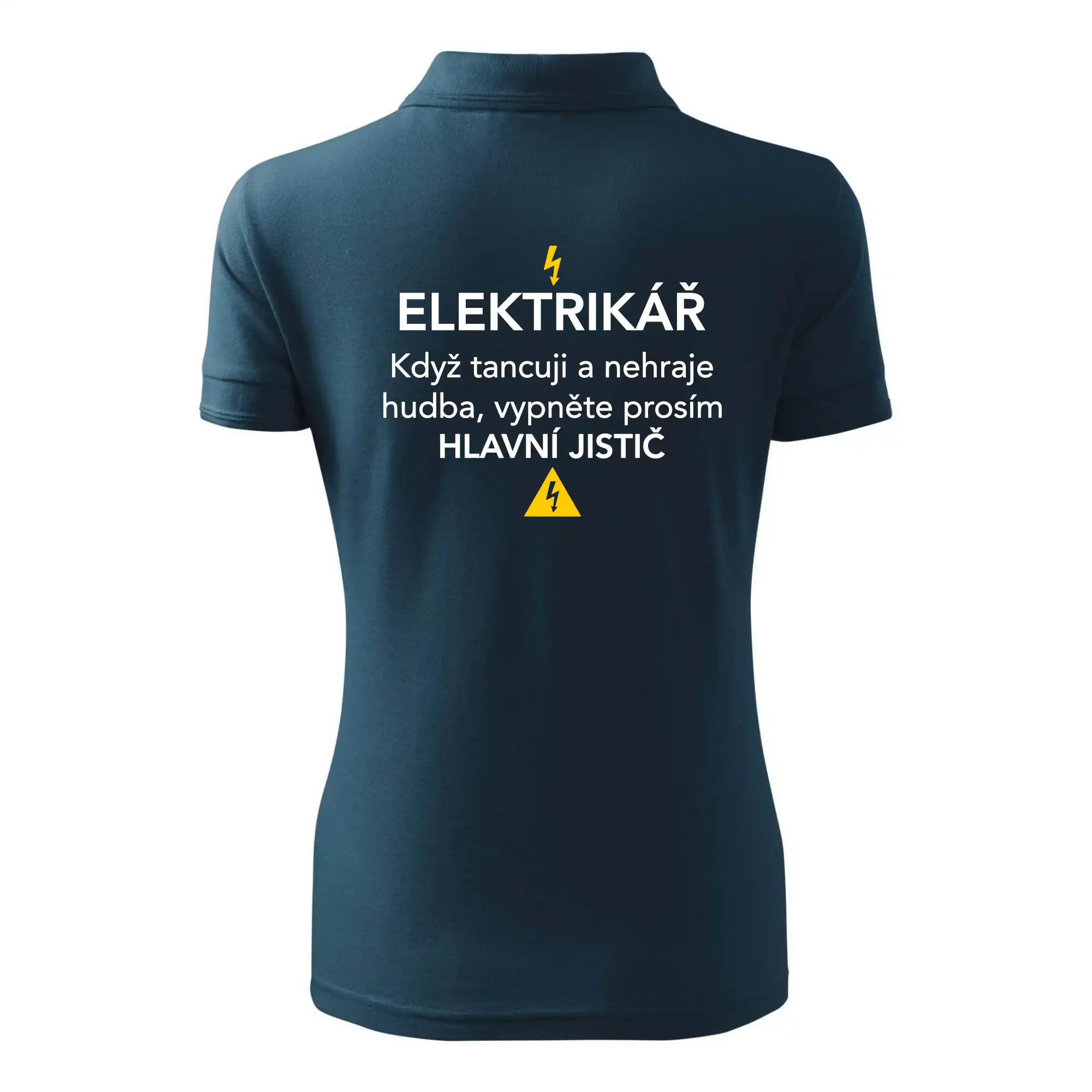 Elektrikář - hlavní jistič - Nápis na zádech