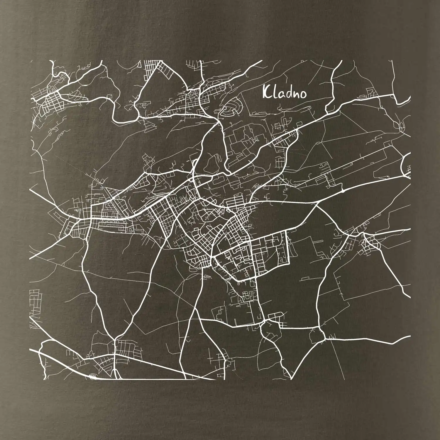 Černobílá mapa Kladno