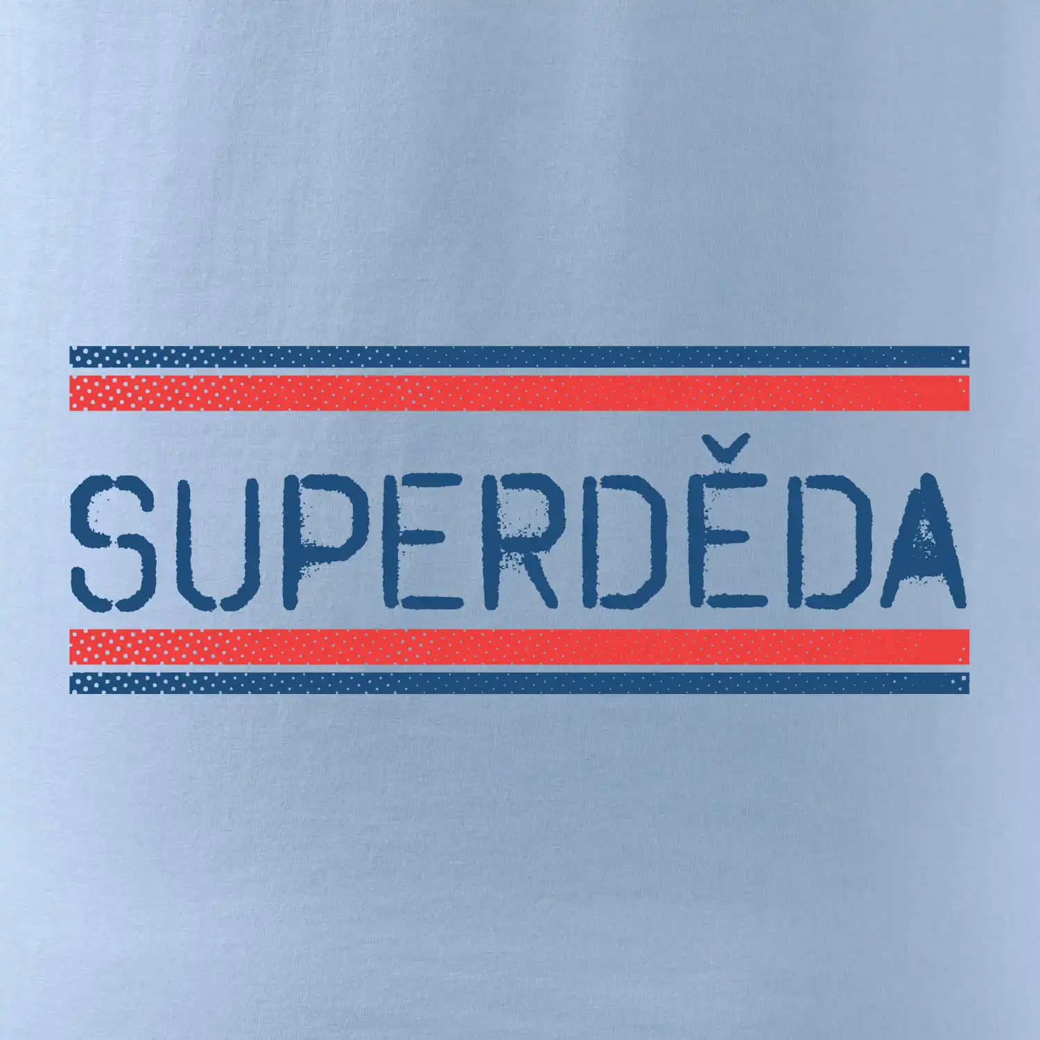 SUPERDĚDA nápis modro červený