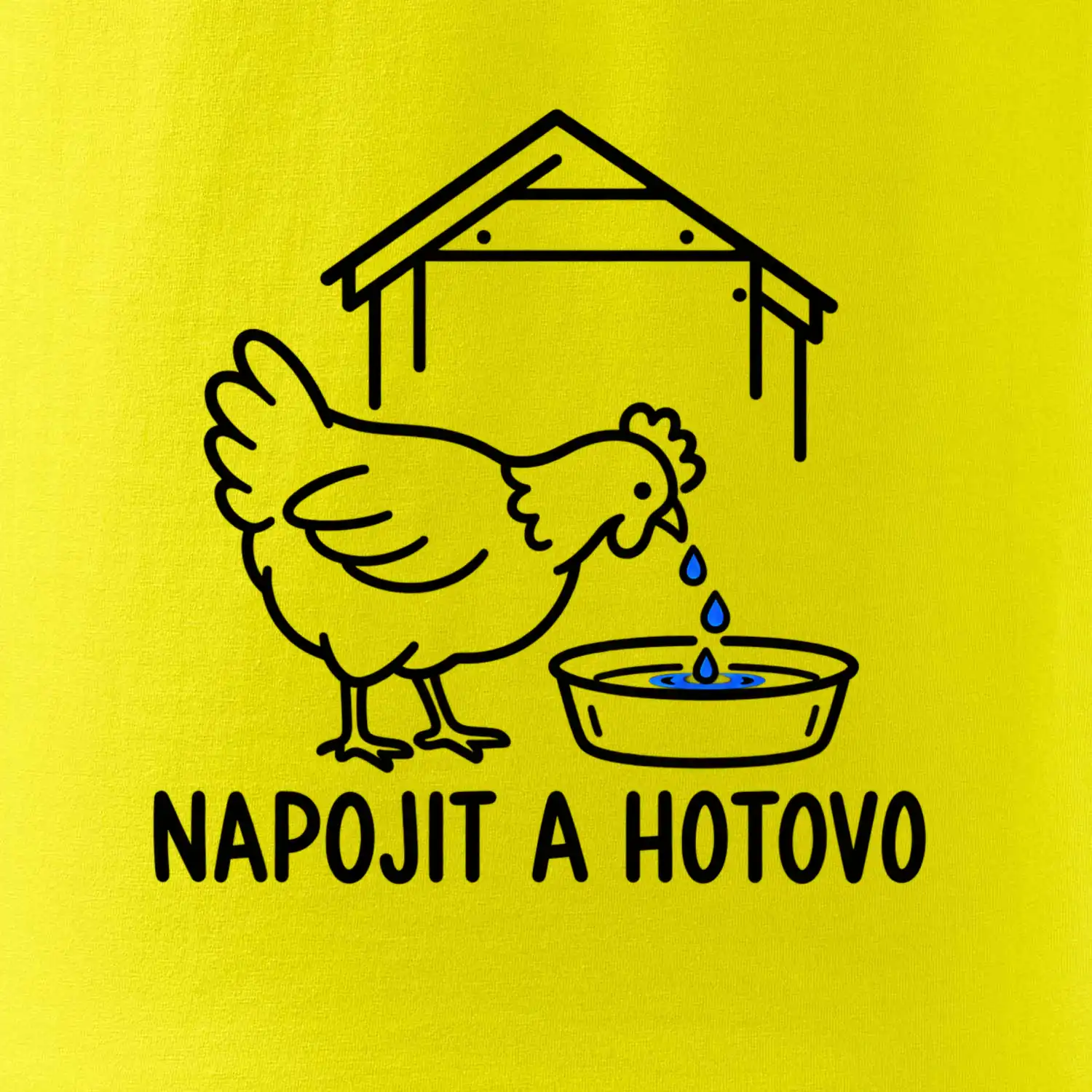 Slepice u misky s krmením