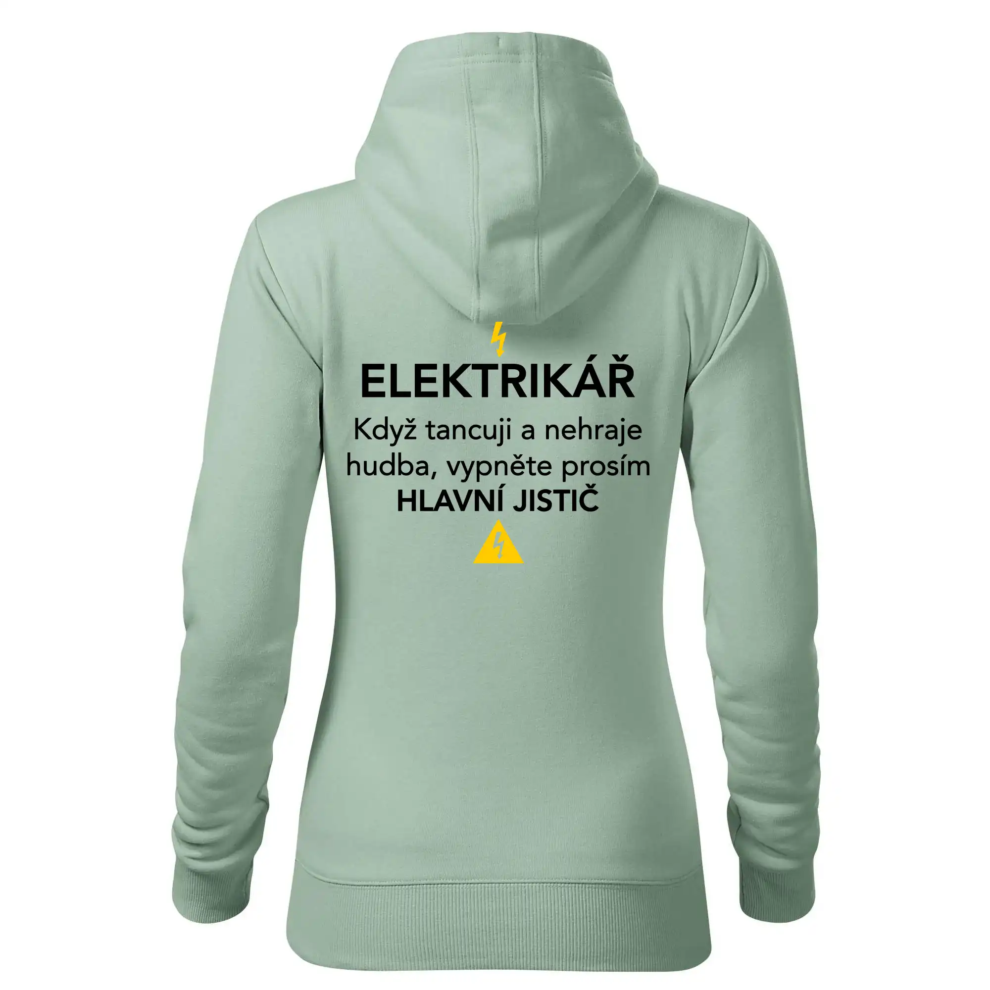 Elektrikář - hlavní jistič - Nápis na zádech