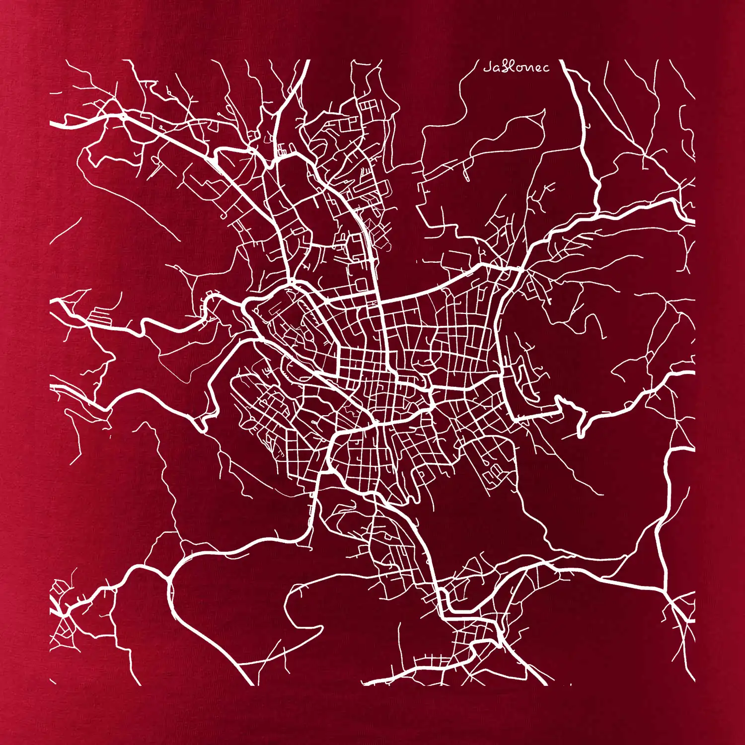 Mapy měst černobílé Jablonec nad Nisou