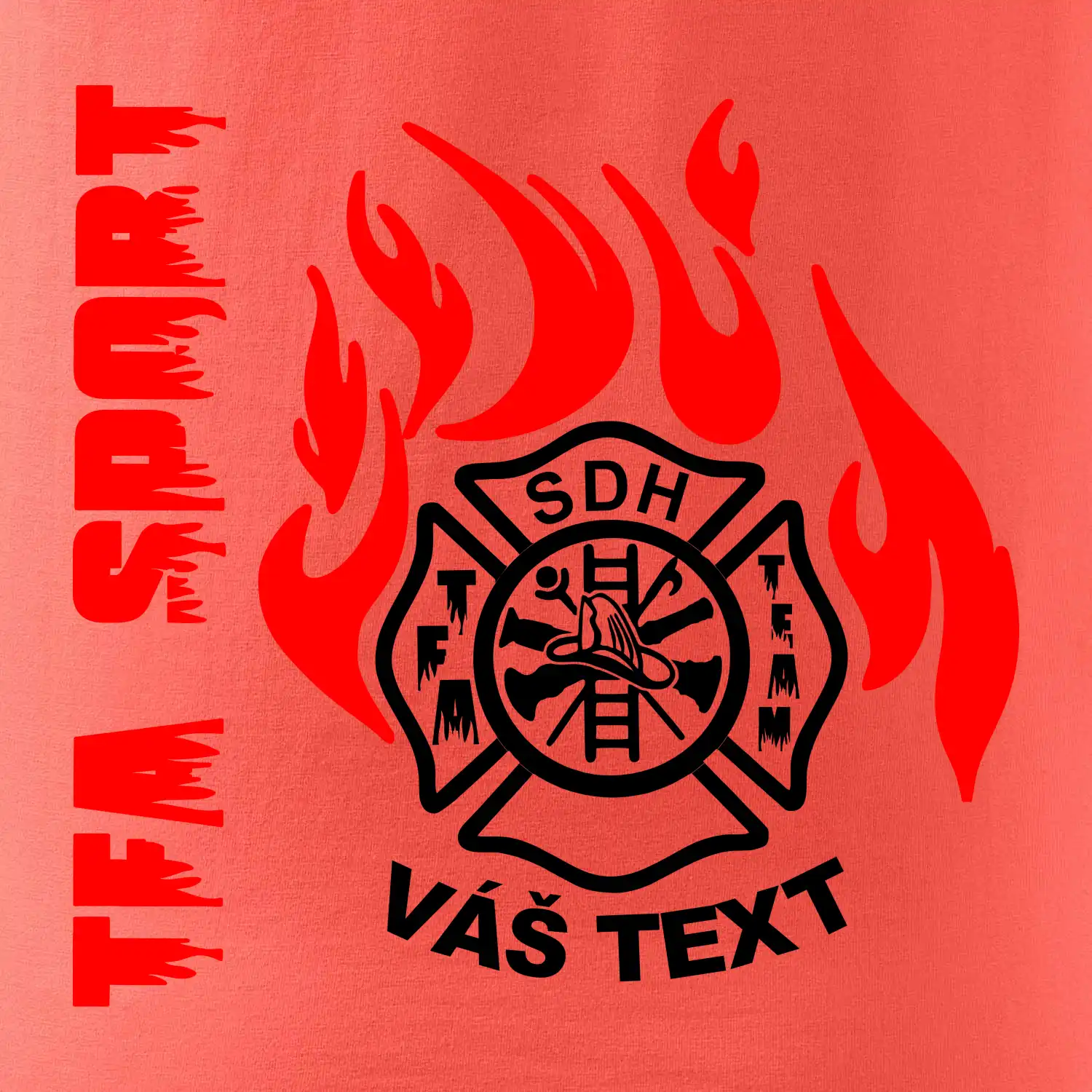 TFA Sport SDH (červený oheň) - Vlastní nápis