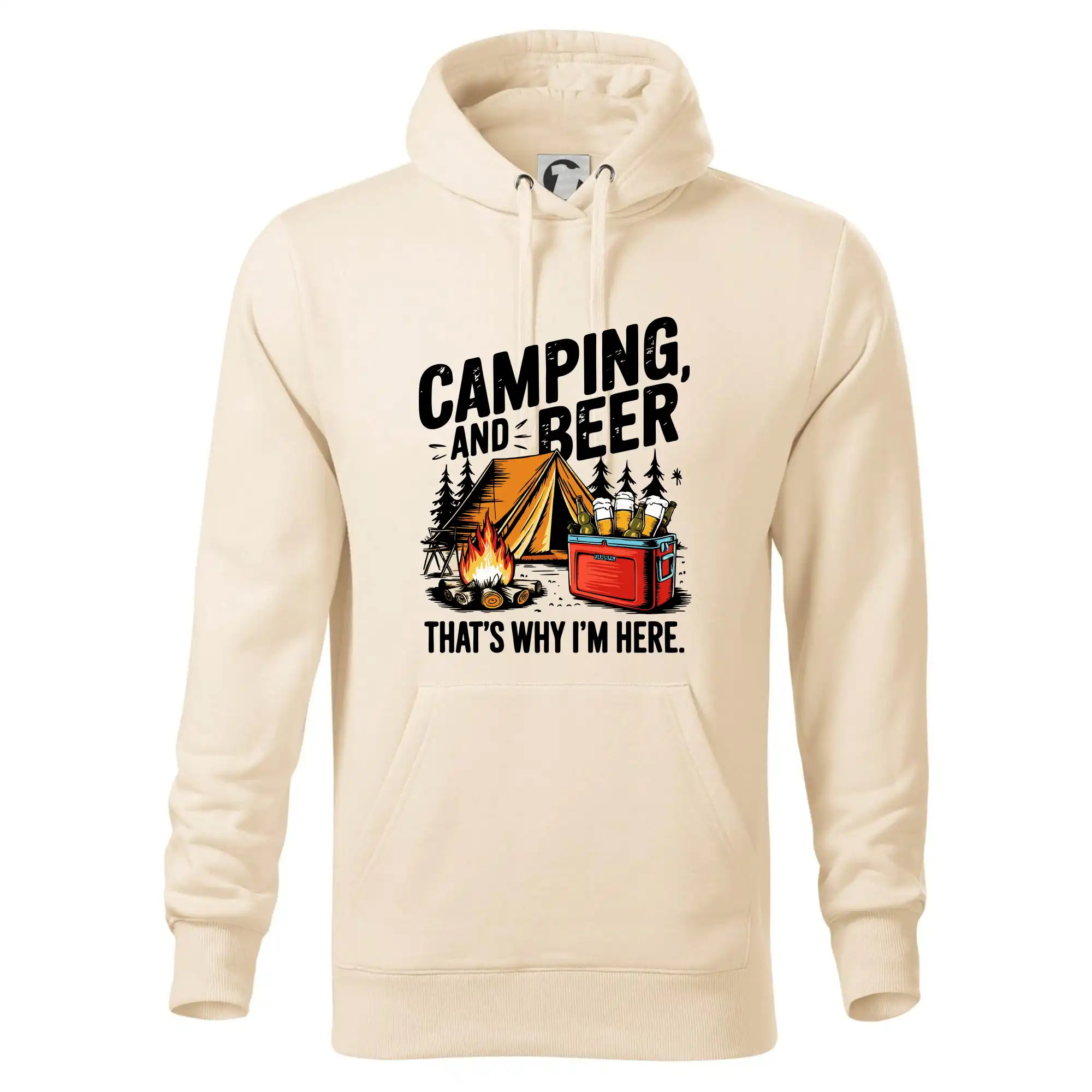 Černý nápis nápis Camping and beer