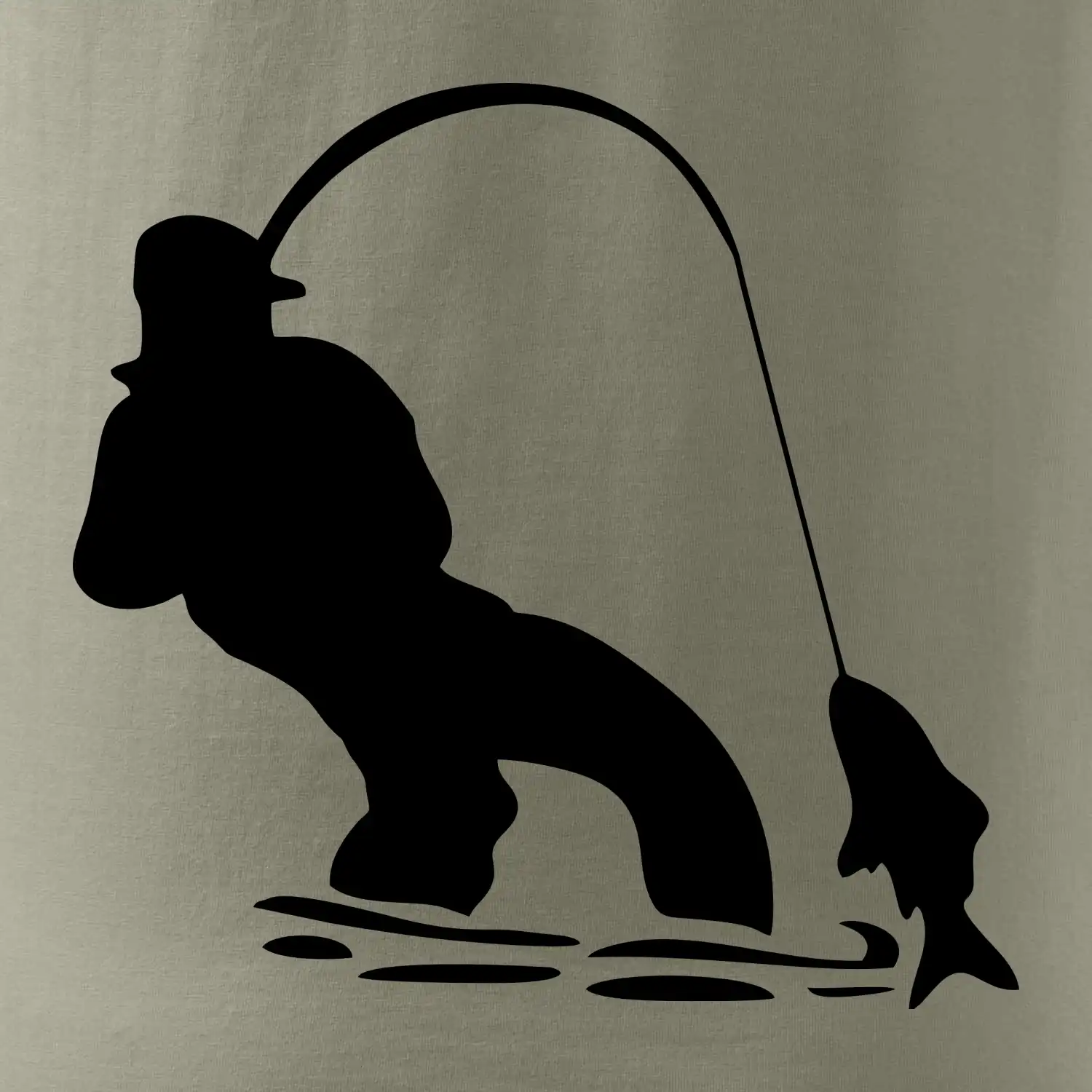 Rybář tahající rybu