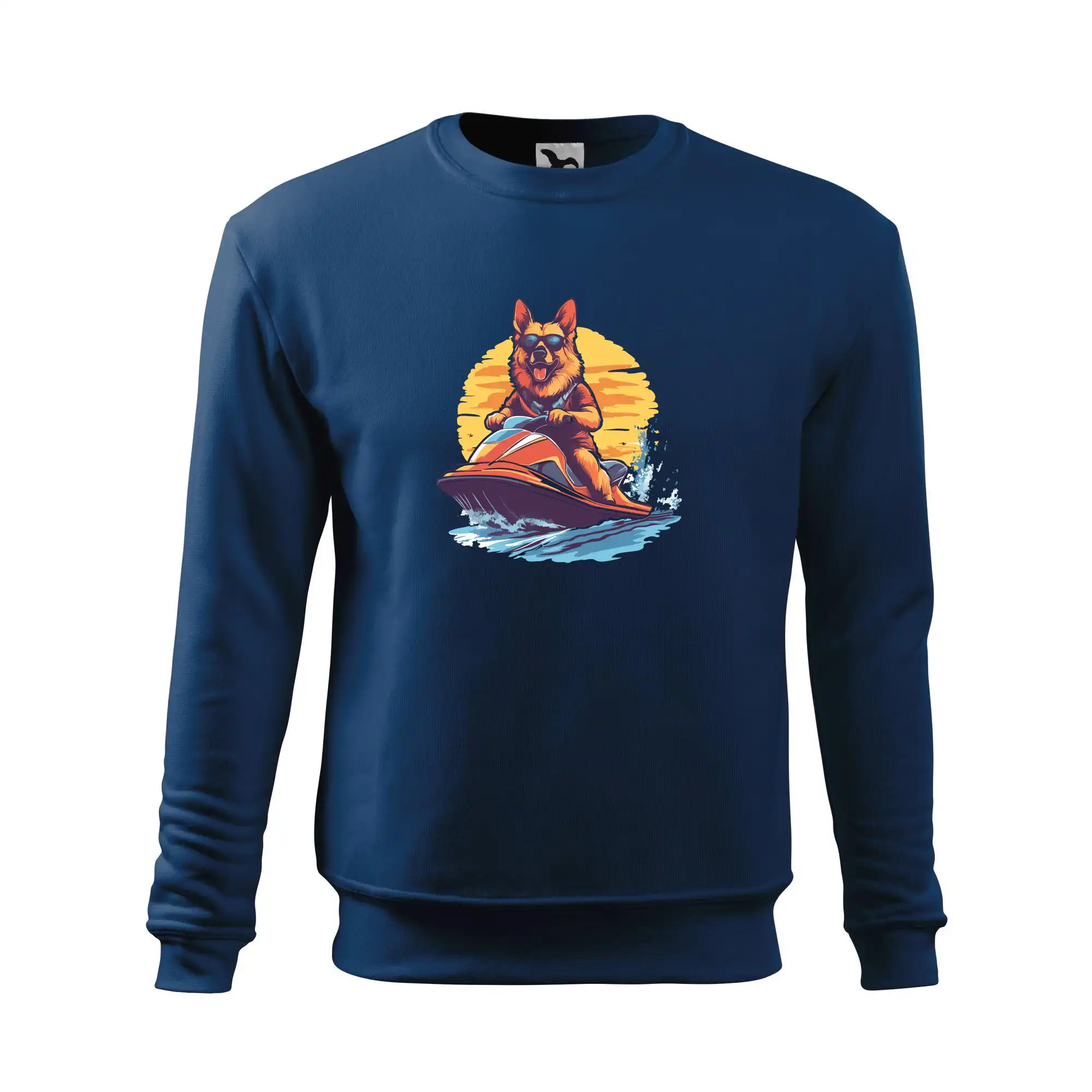 Německý ovčák na vodním skútru