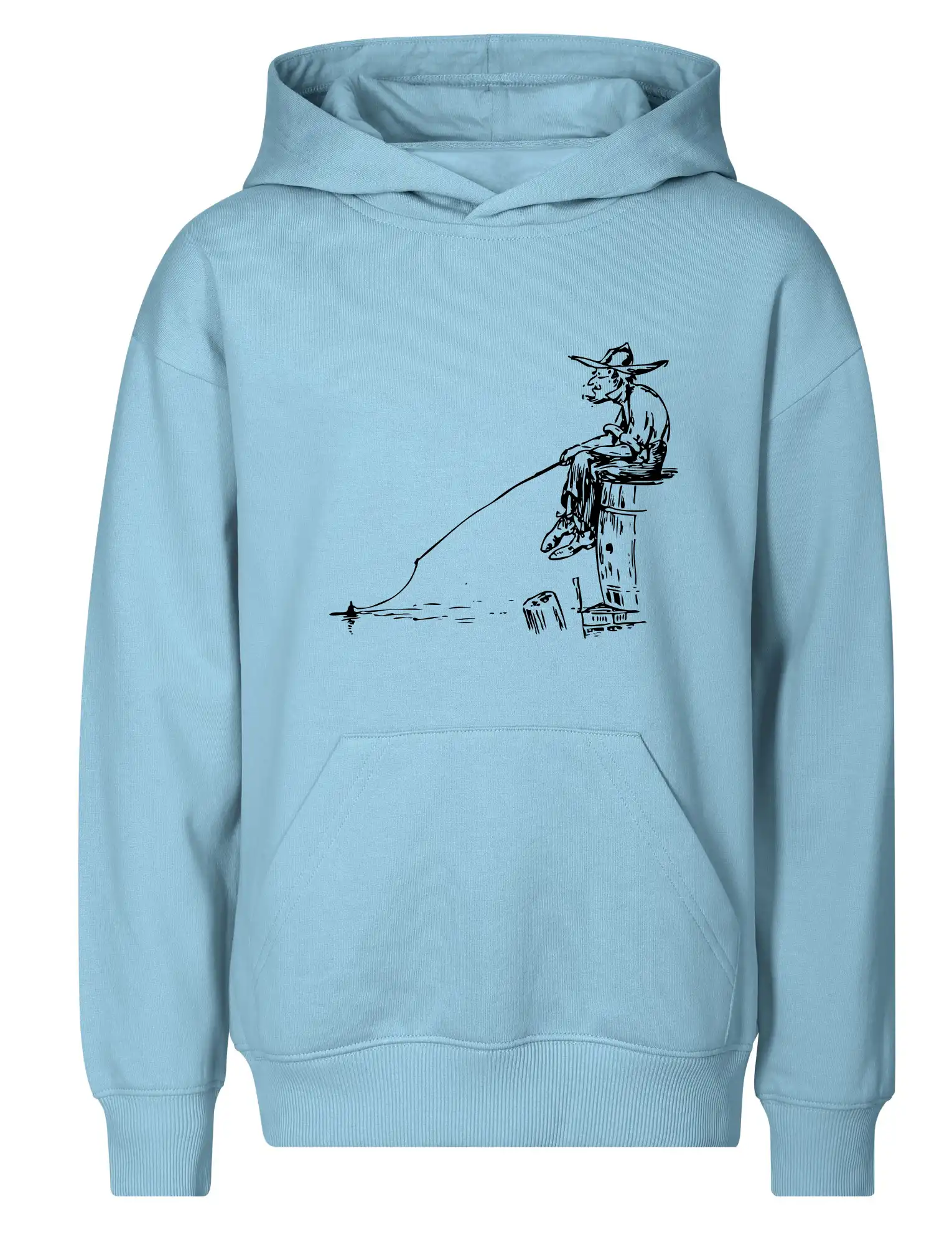 Kreslený rybář na pařezu