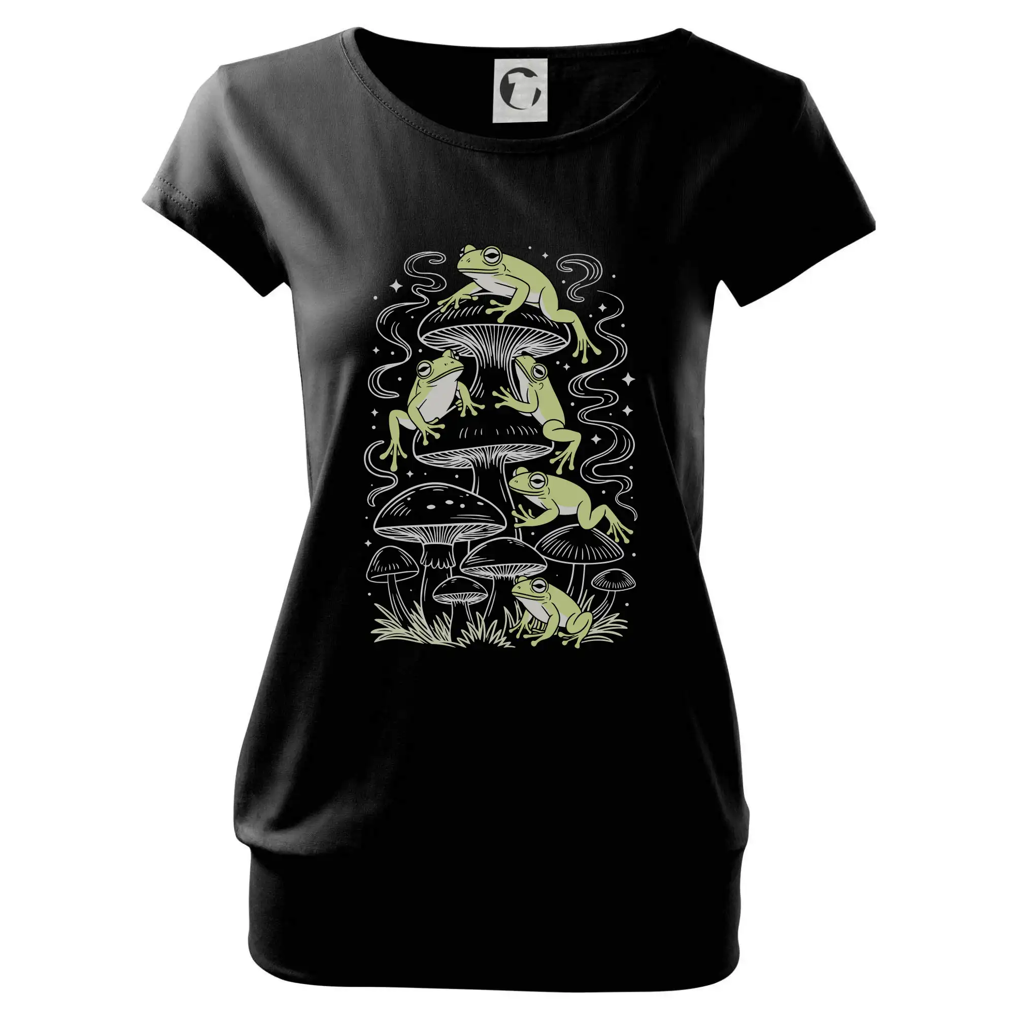 Goblincore frogs and various mushrooms