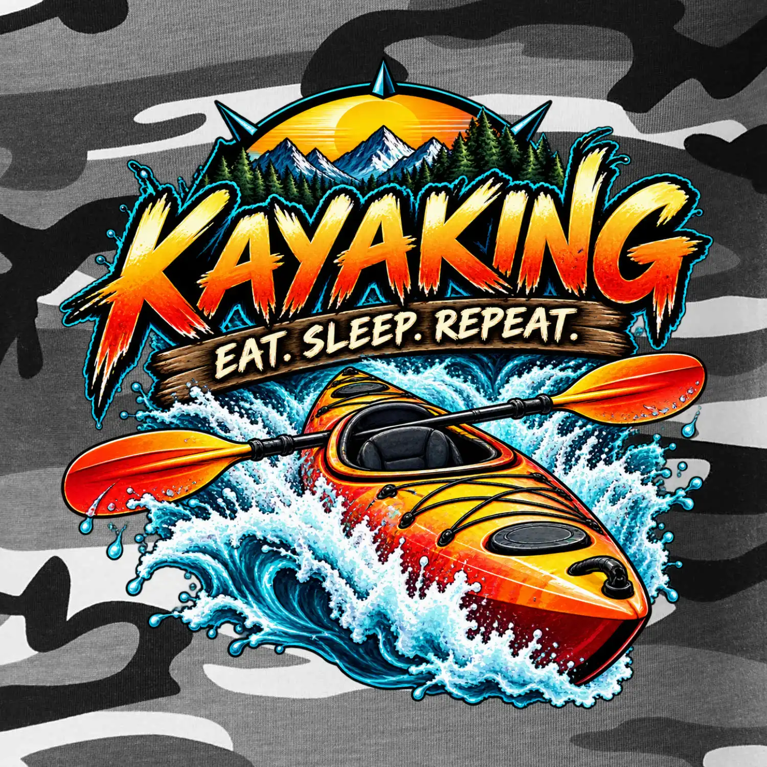 Kajak v divoké vodě eat sleep repeat