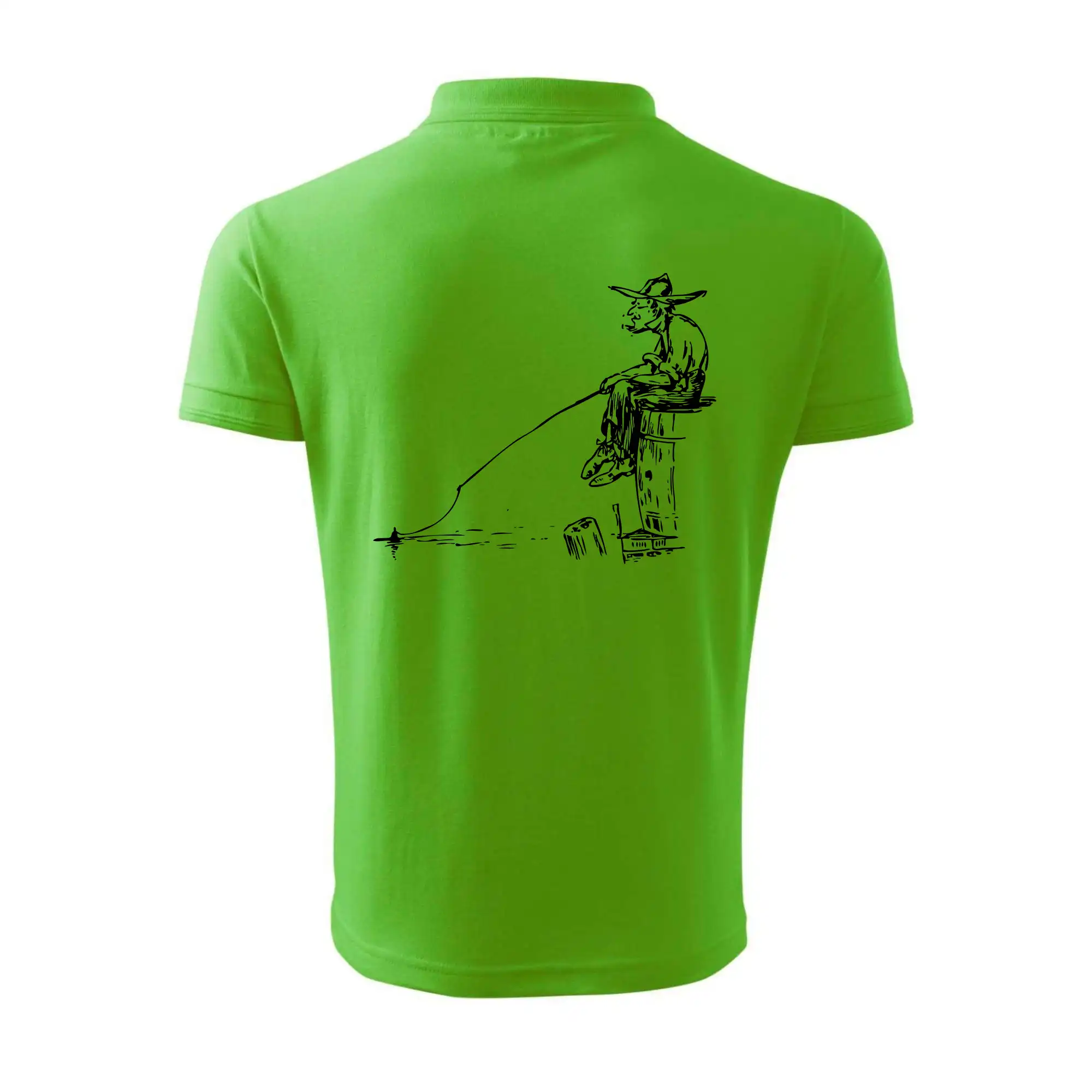 Kreslený rybář na pařezu