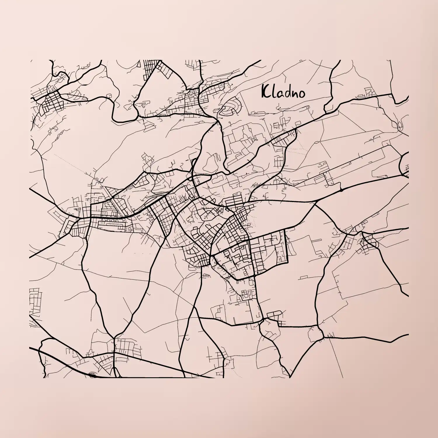 Černobílá mapa Kladno