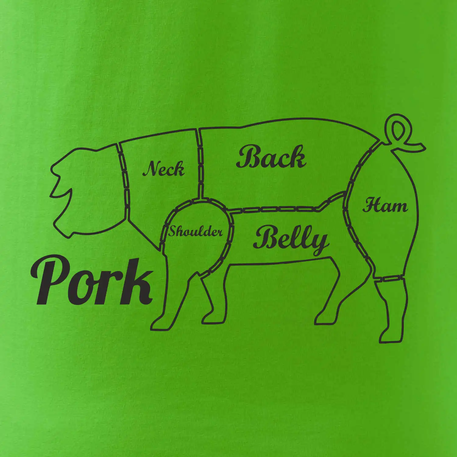 Prase nákres rozřezání