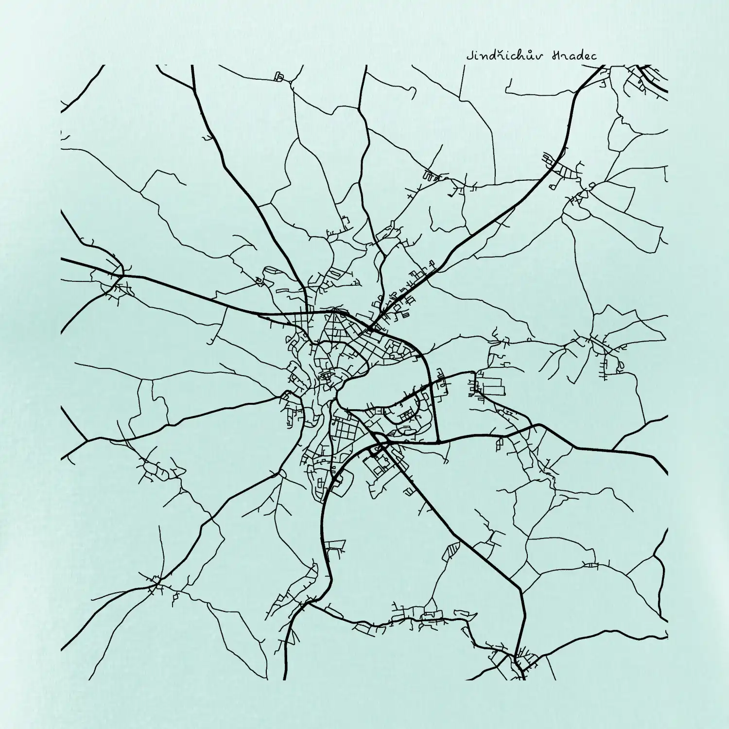Černobílá mapa  Jindřichův Hradec (37701)