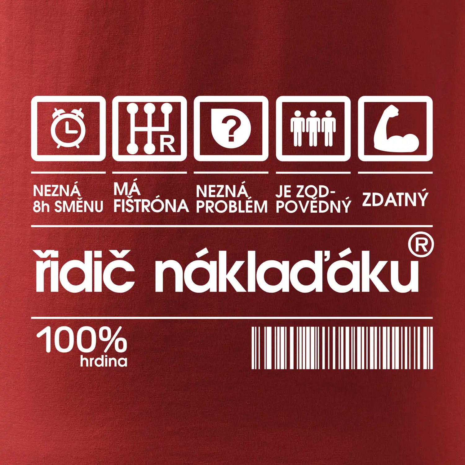 Čárový kód řidič náklaďáku