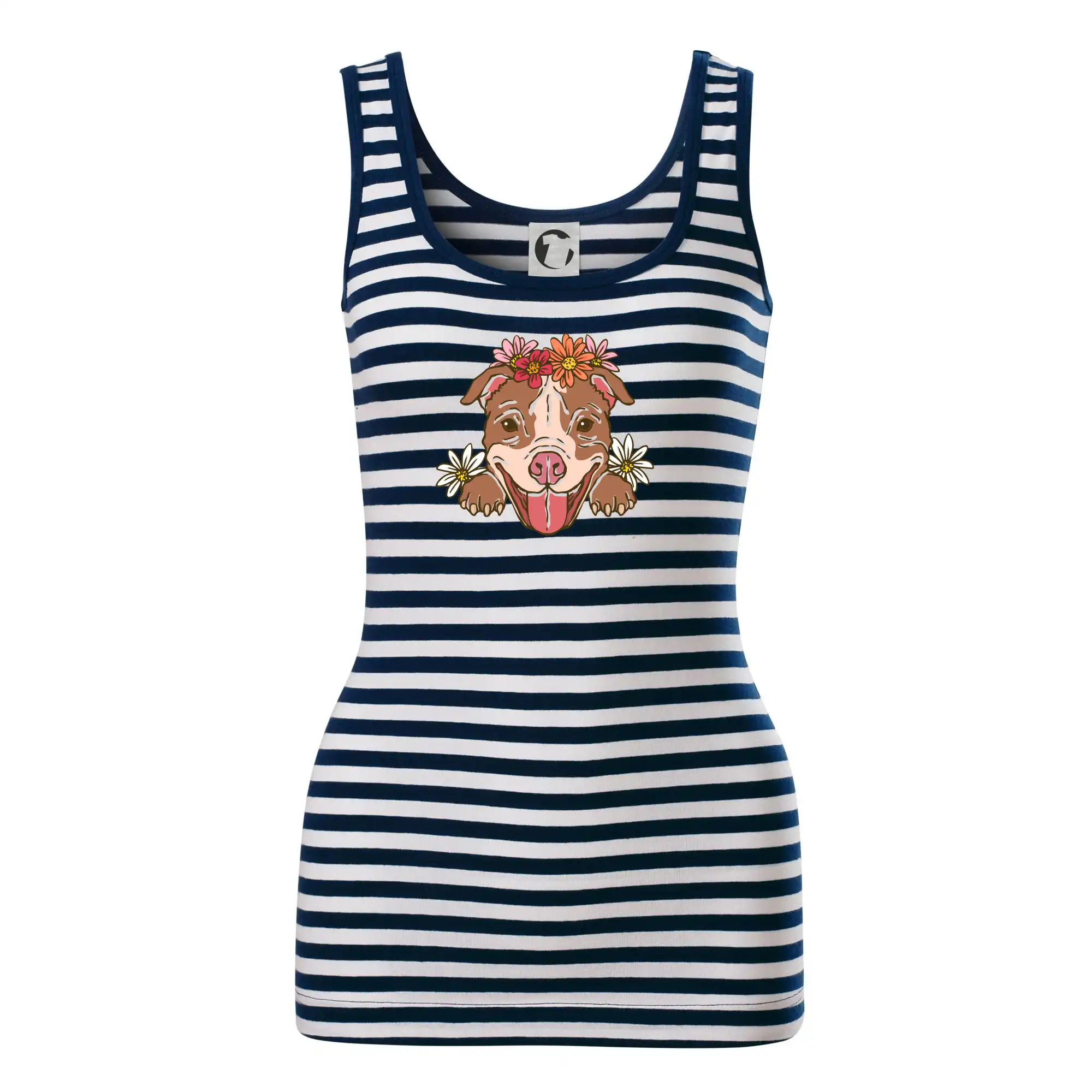 Americký stafordširský teriér hlava s květinami