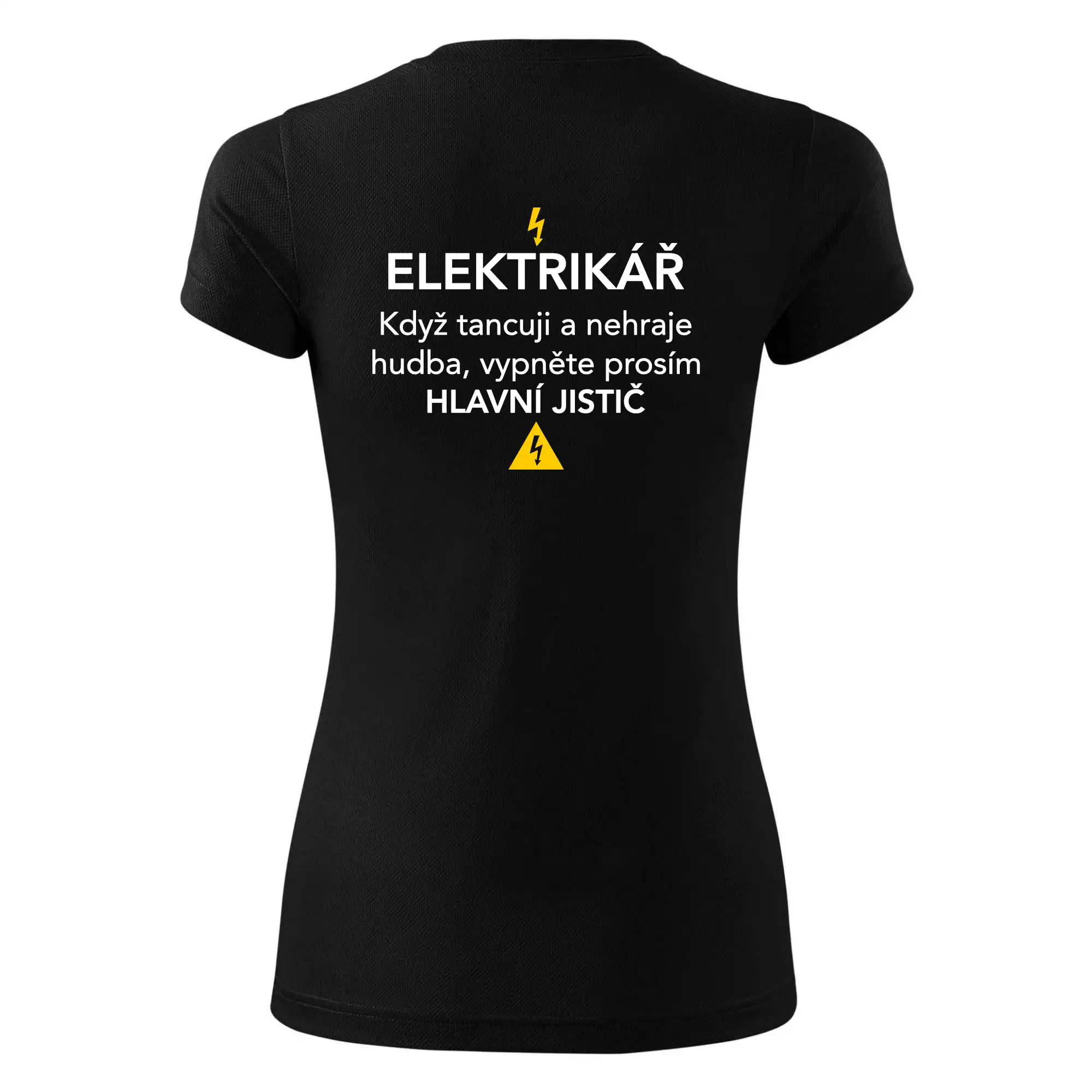 Elektrikář - hlavní jistič - Nápis na zádech