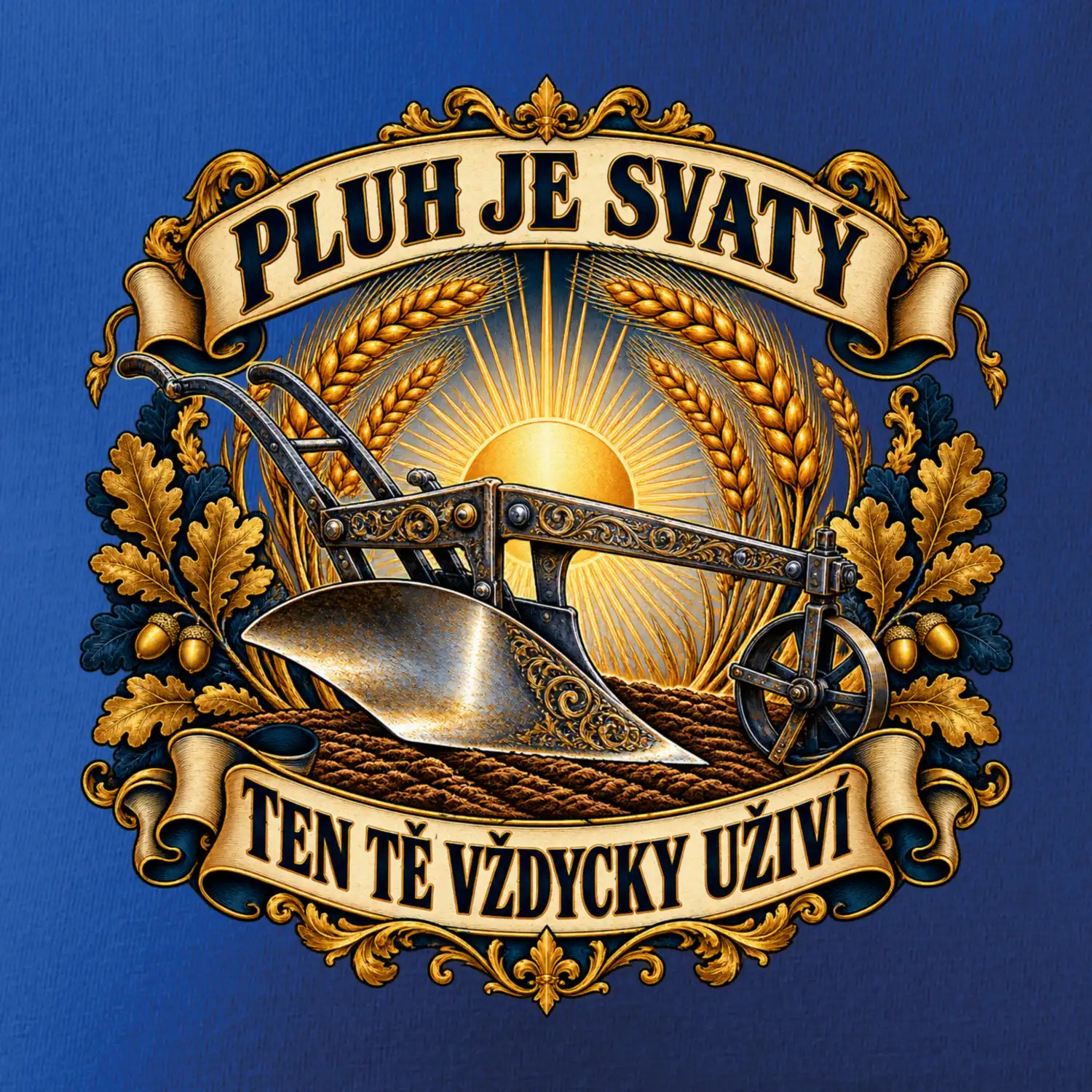 Posvátný pluh s pšeničnou svatozáří