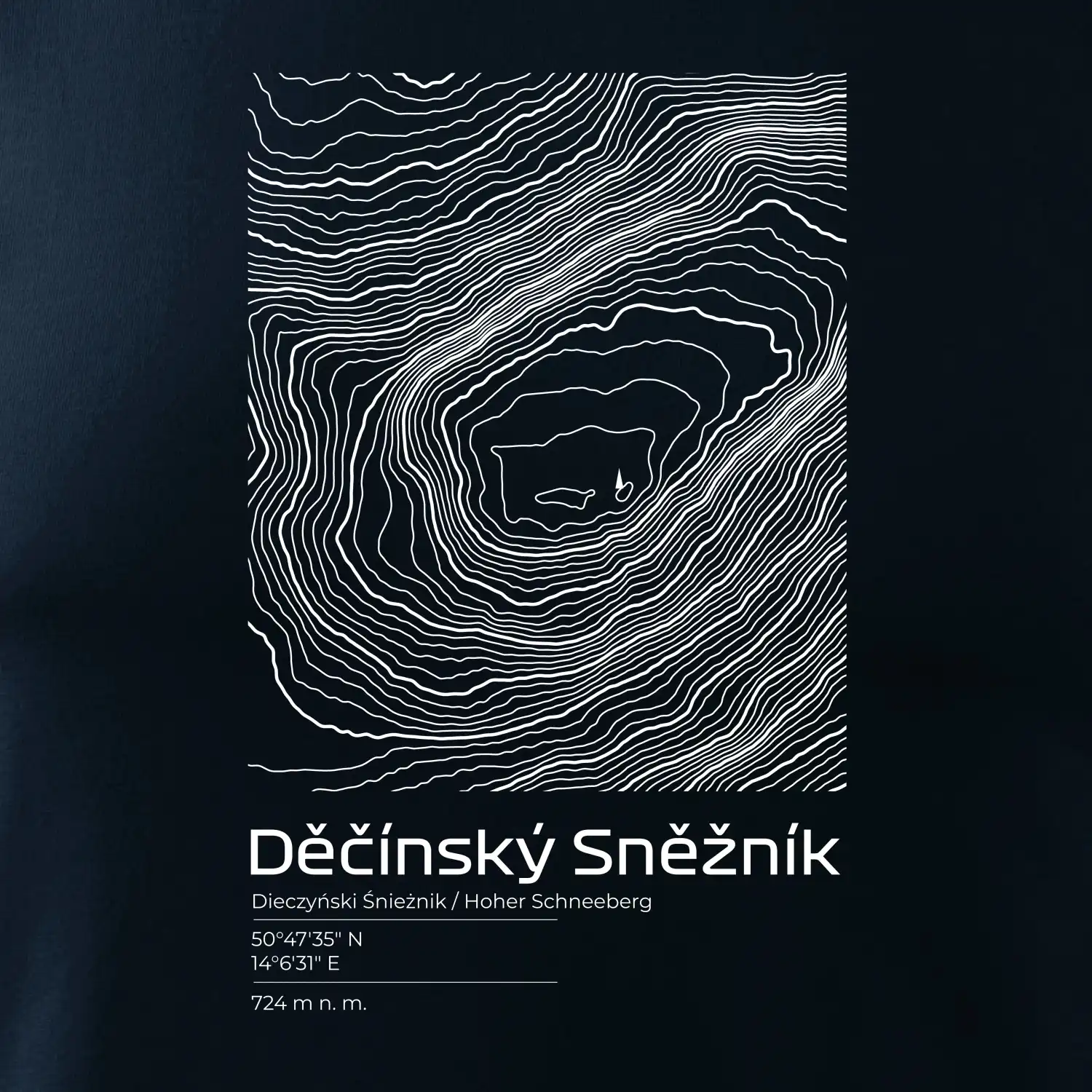 Děčínský Sněžník - vrstevnice v obdélníku