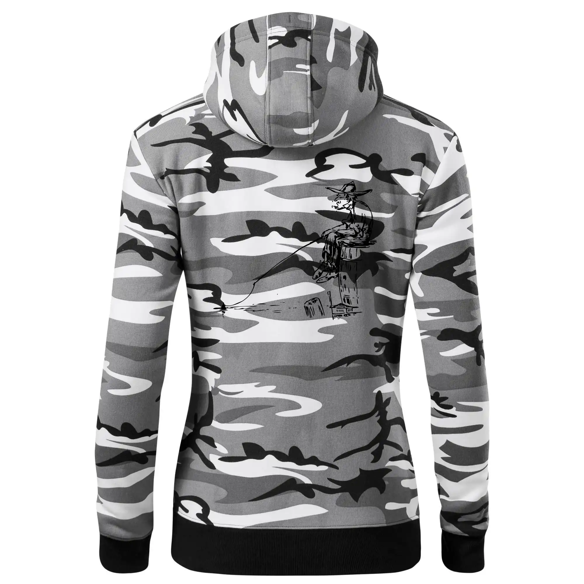 Kreslený rybář na pařezu