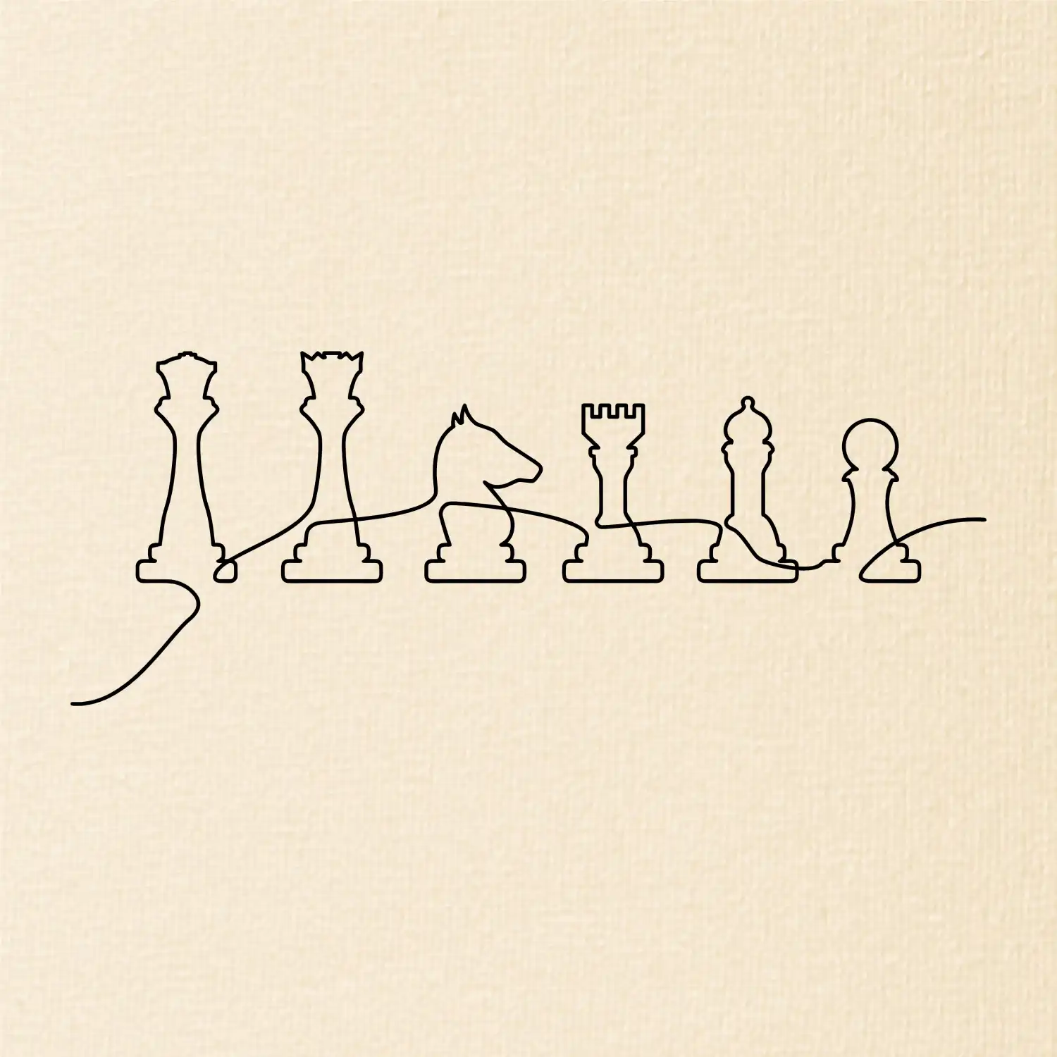 Šachové figurky v řadě - obrys