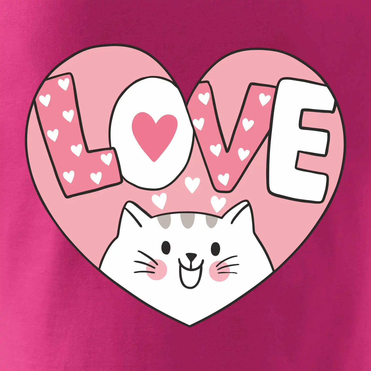 Kočka love - růžové srdce