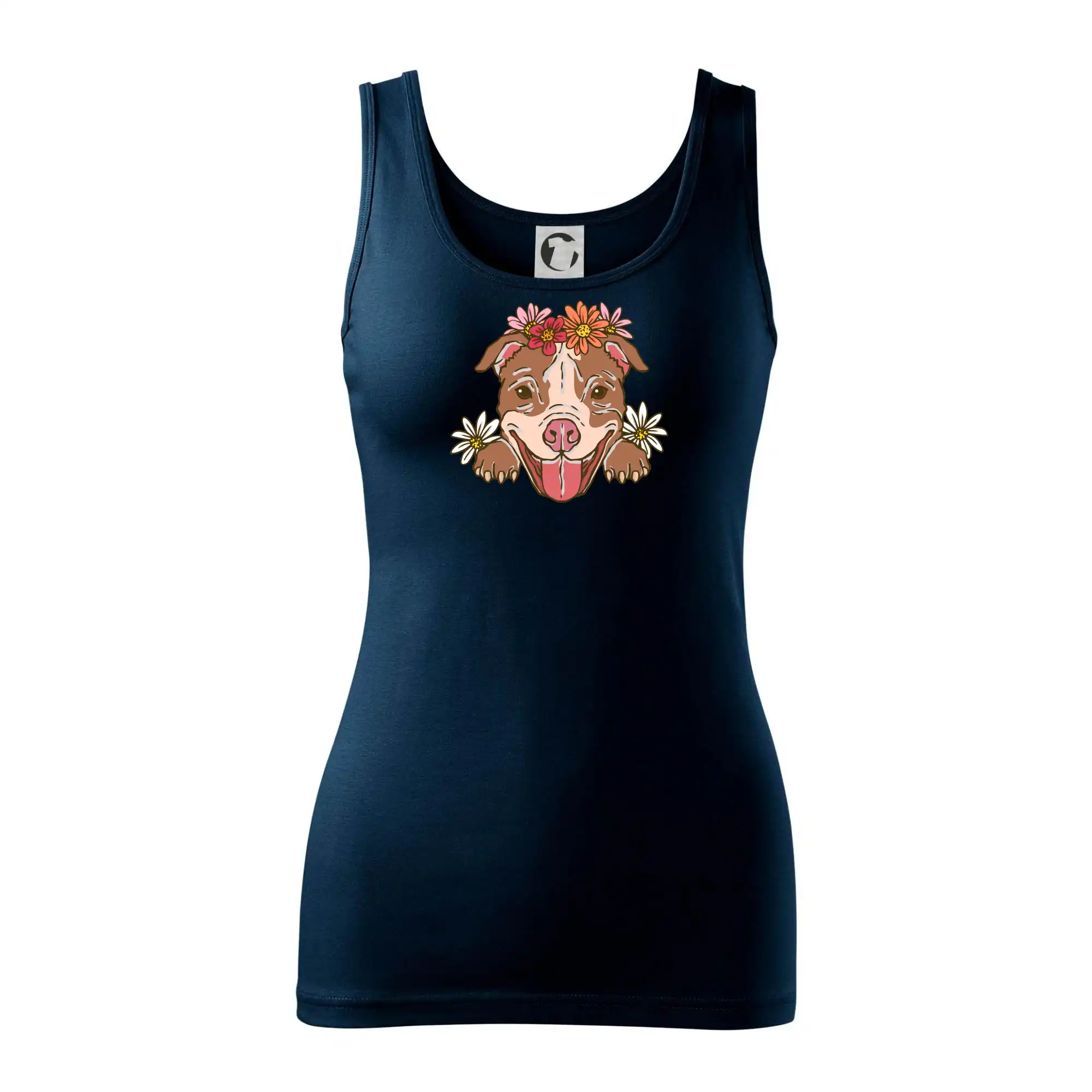 Americký stafordširský teriér hlava s květinami