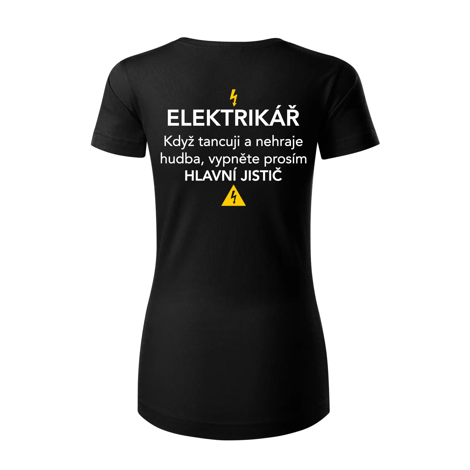 Elektrikář - hlavní jistič - Nápis na zádech