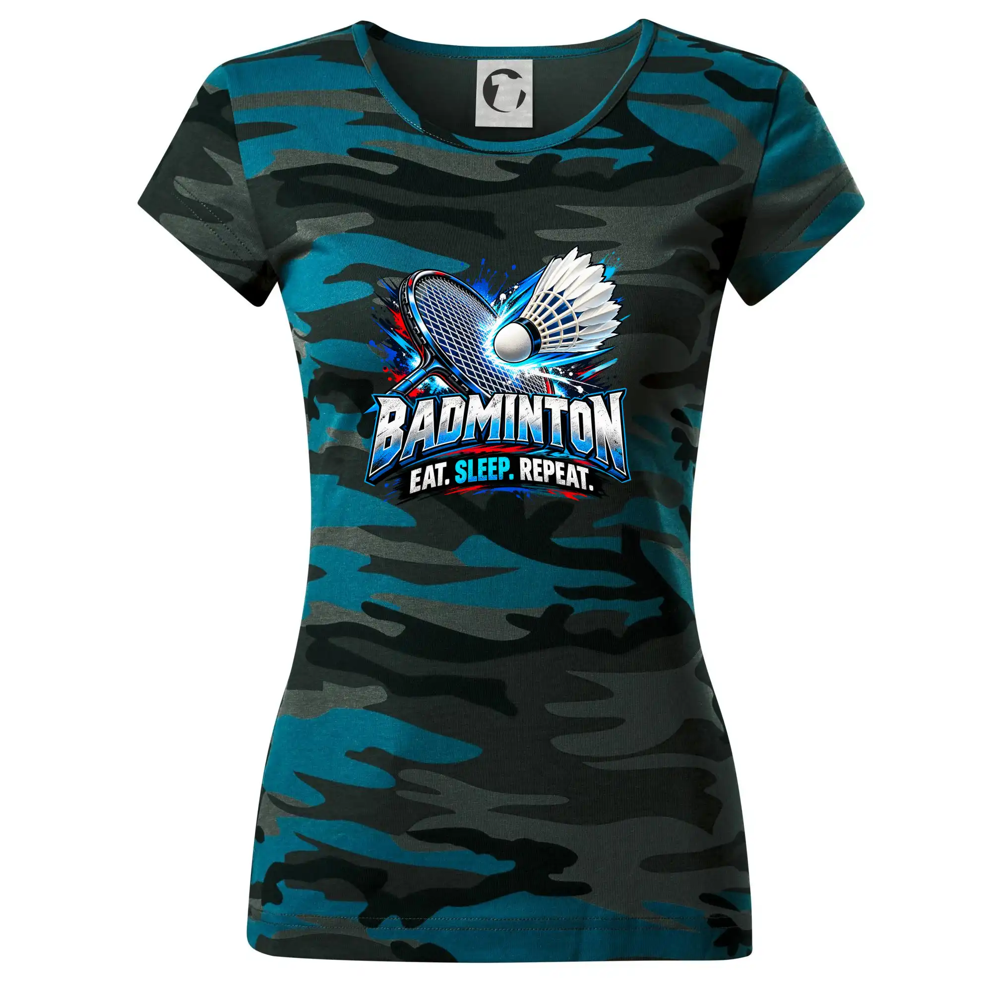 Badmintonová raketa s košíčkem eat sleep repeat