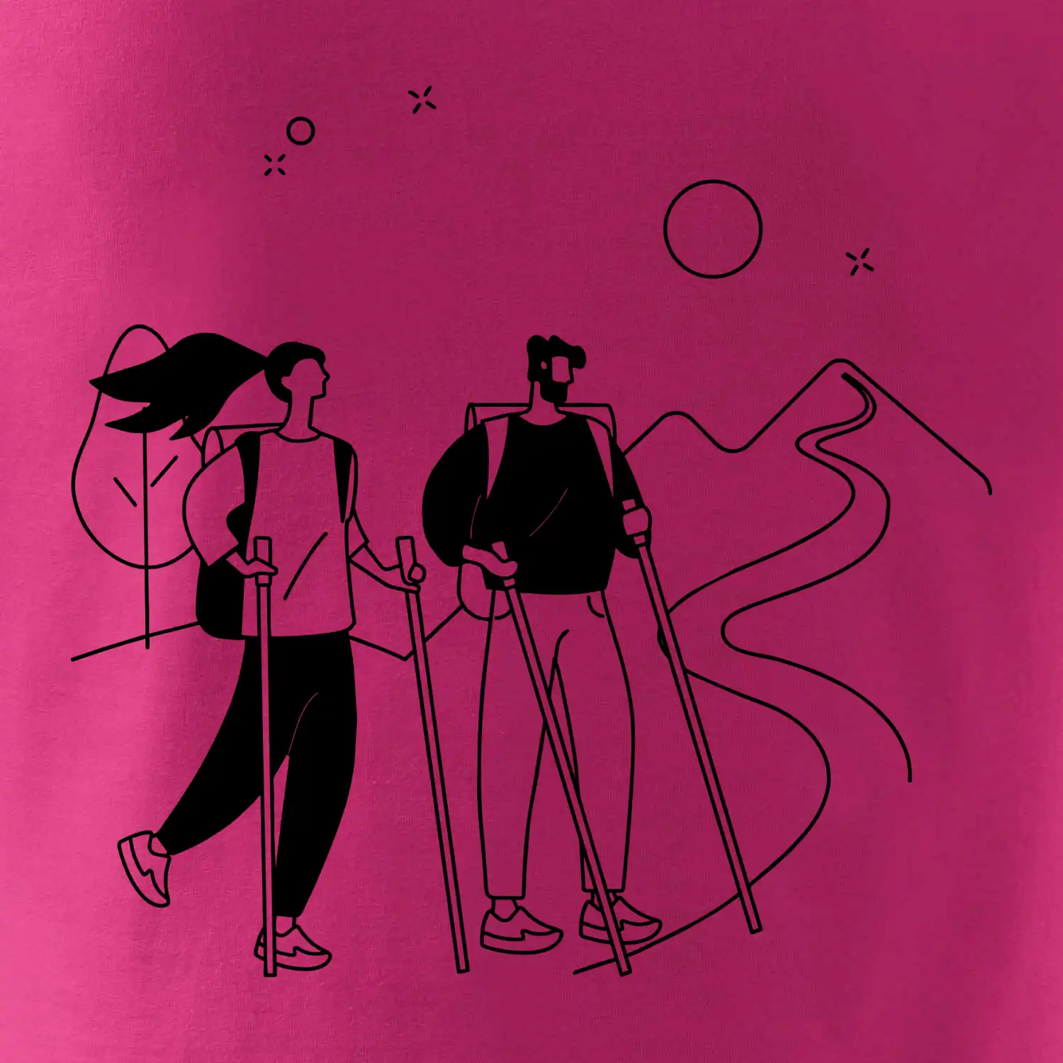 Kreslený pár na výletě