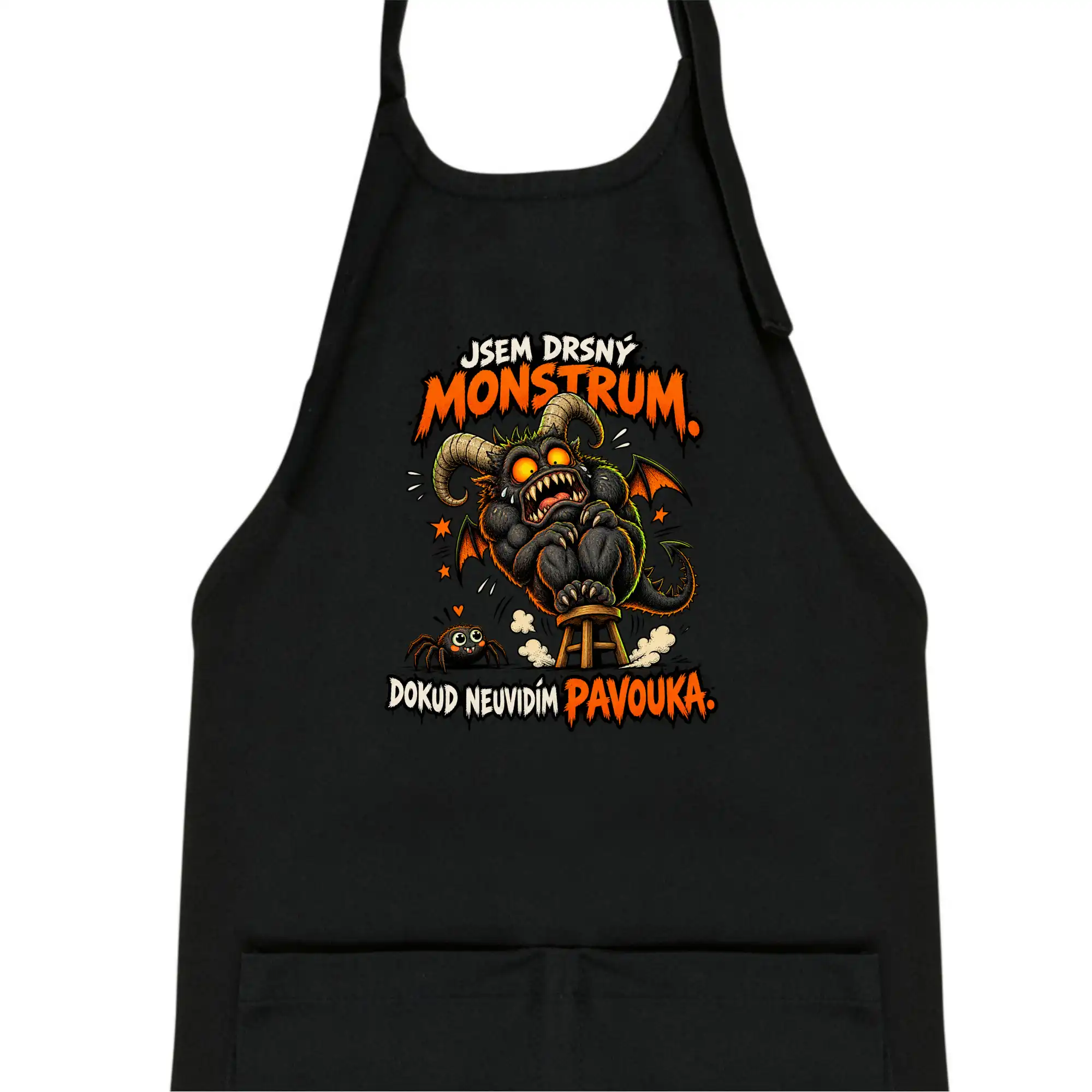 Drsné rohaté monstrum se bojí pavoučka