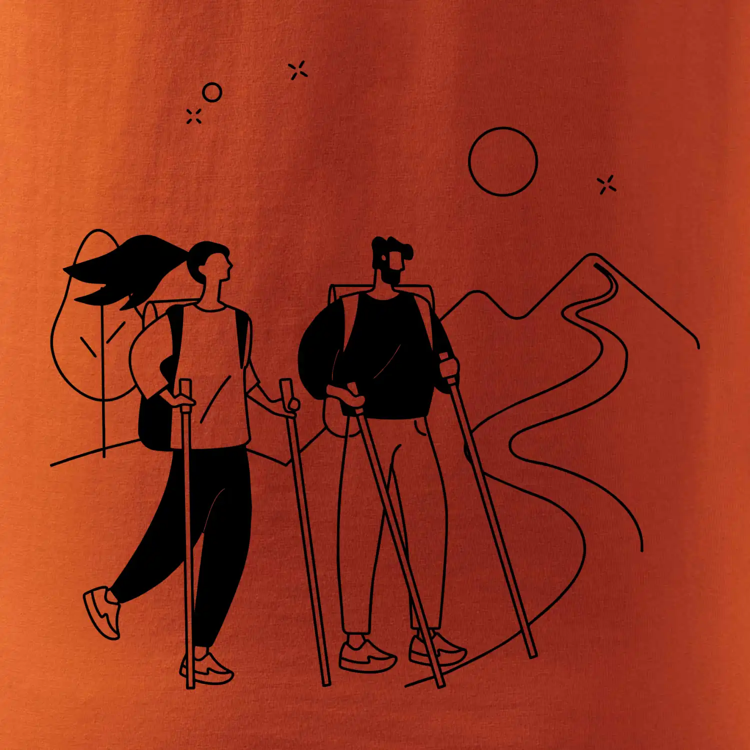 Kreslený pár na výletě