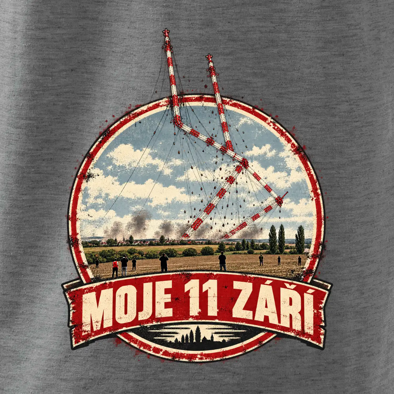 Liblice B bortící se věže moje 11 září retro odznak