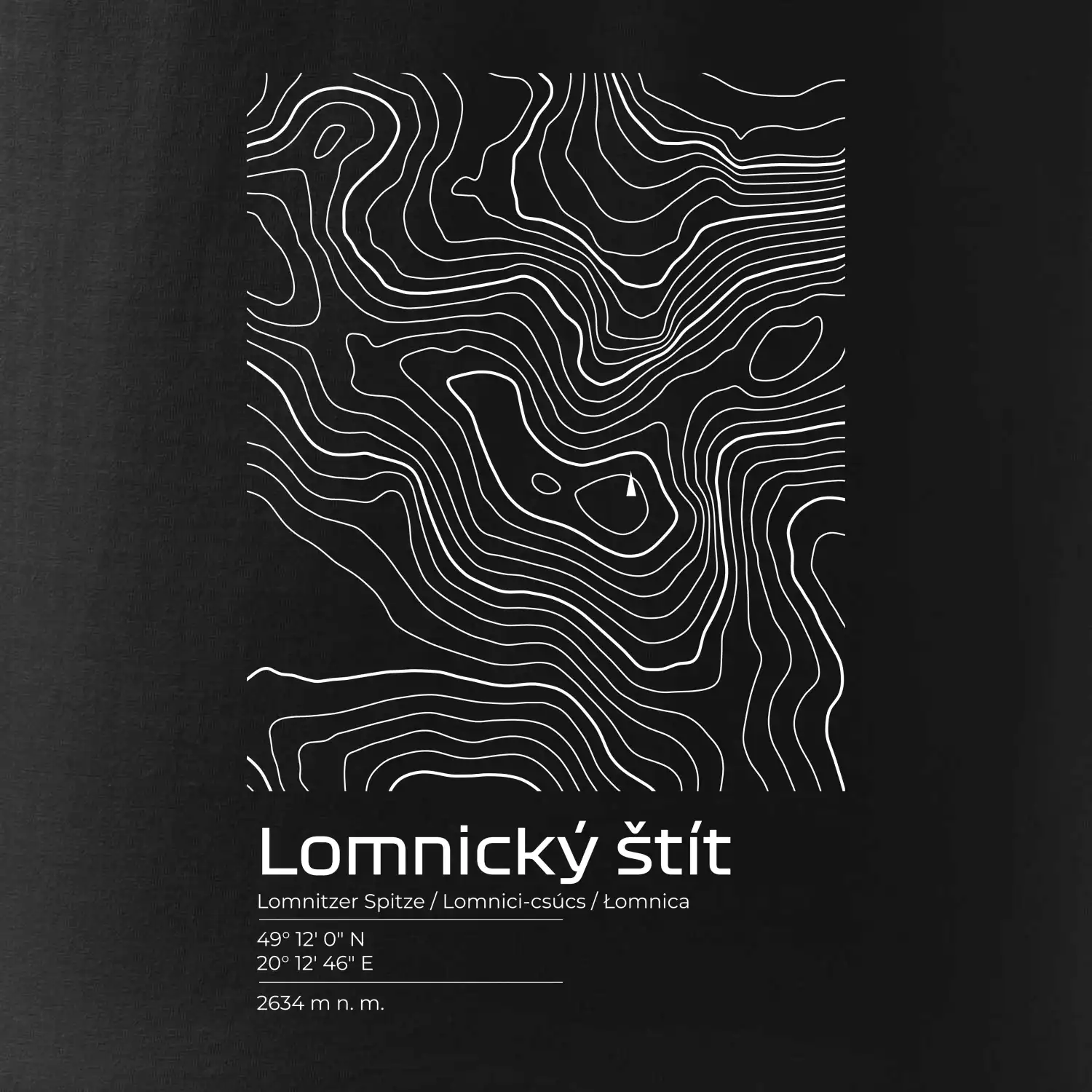 Lomnický štít - vrstevnice v obdélníku