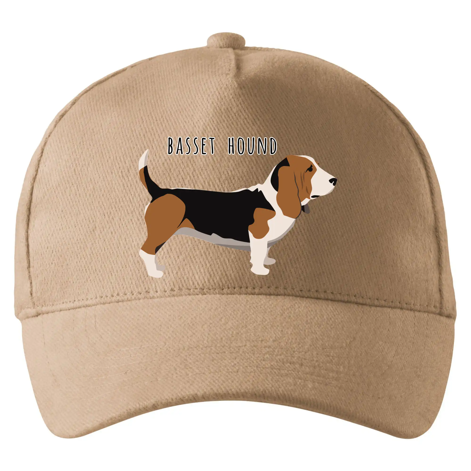 Basset hound pes s nápisem