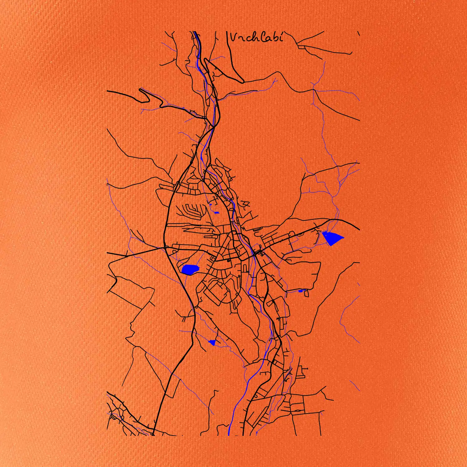 Vrchlabí - Mapa s vodními toky