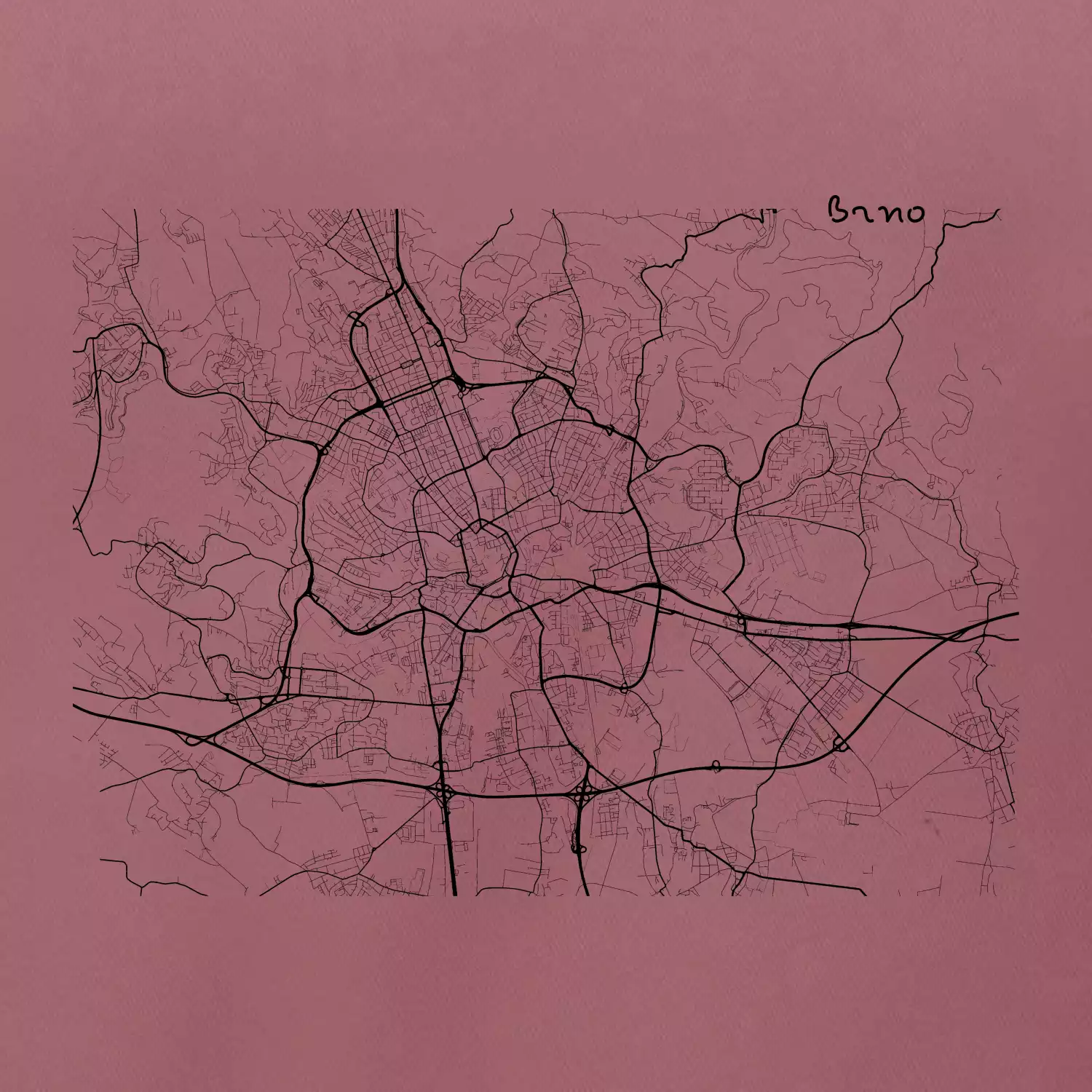 Černobílá mapa Brno