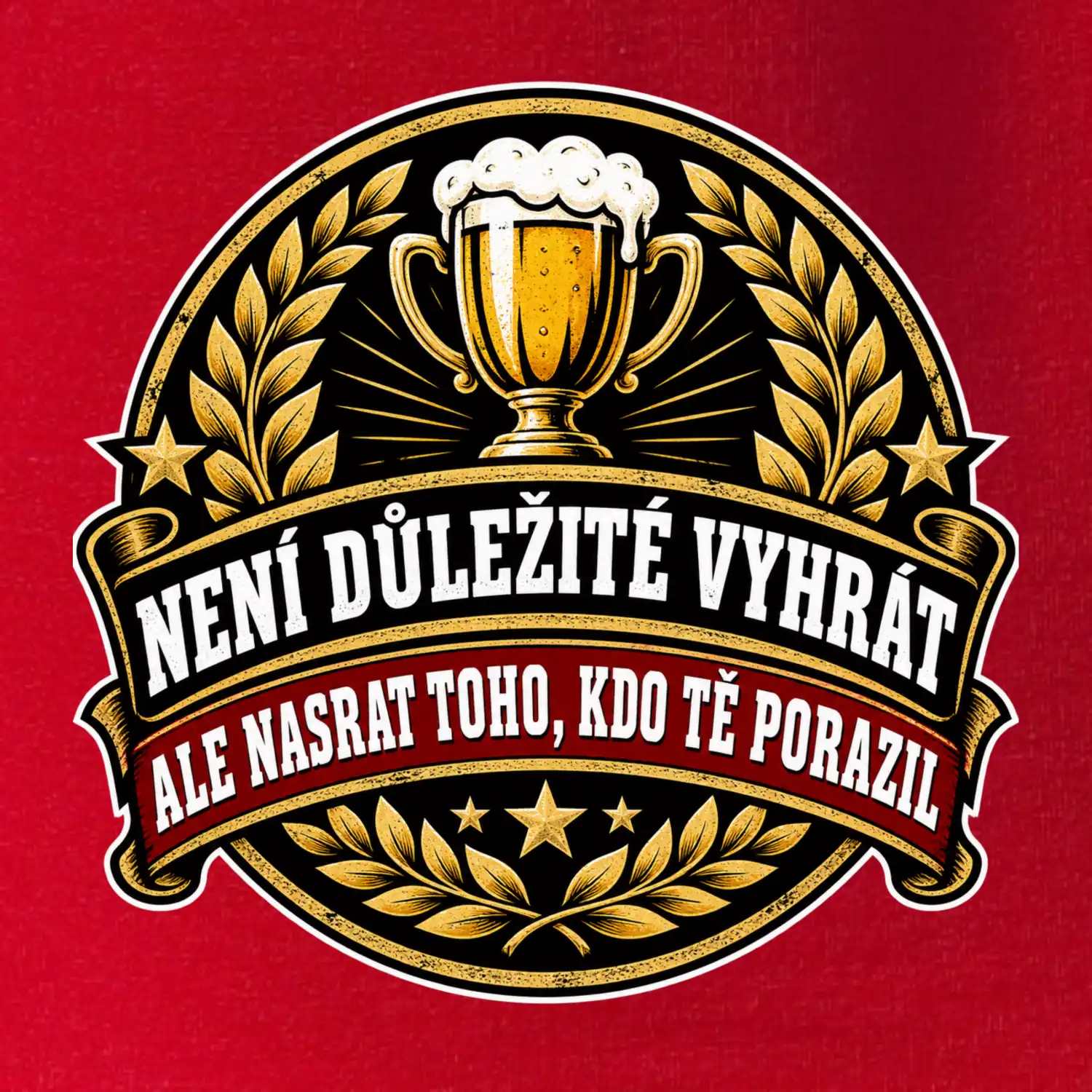 Není důležité vyhrát - pivní pohár a zlatý vavřín